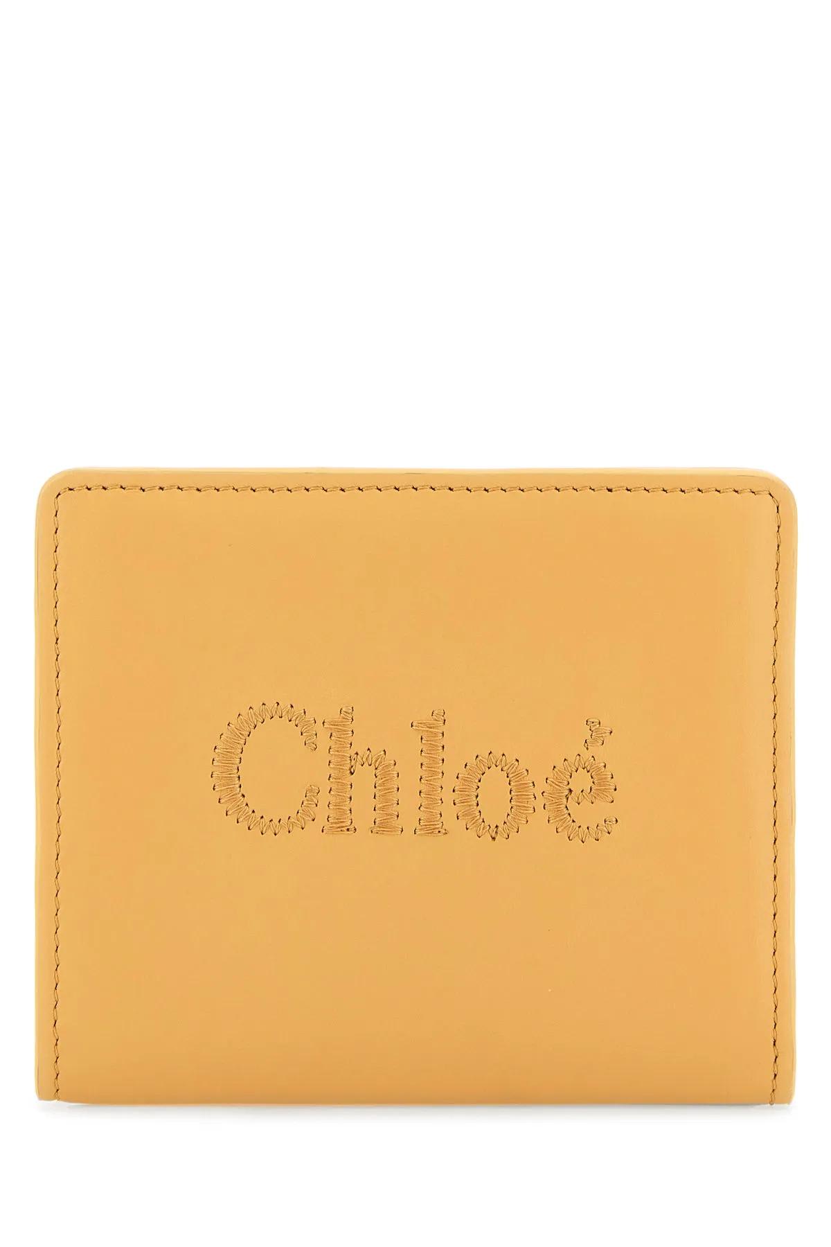 Shop Chloé Peach Leather Wallet In Beige