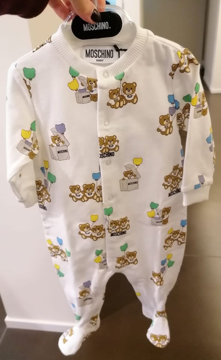 Moschino White Babygrow For Bbay Kids With Teddy Bear And Logo