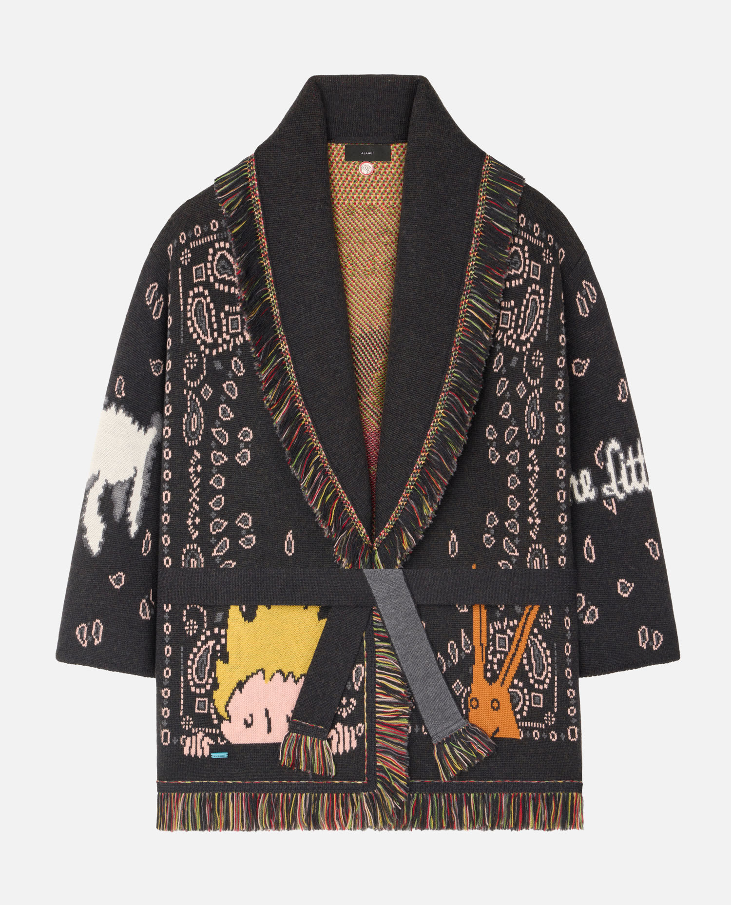 Alanui Little Prince Cardigan Mit Bandana-fransen In Black