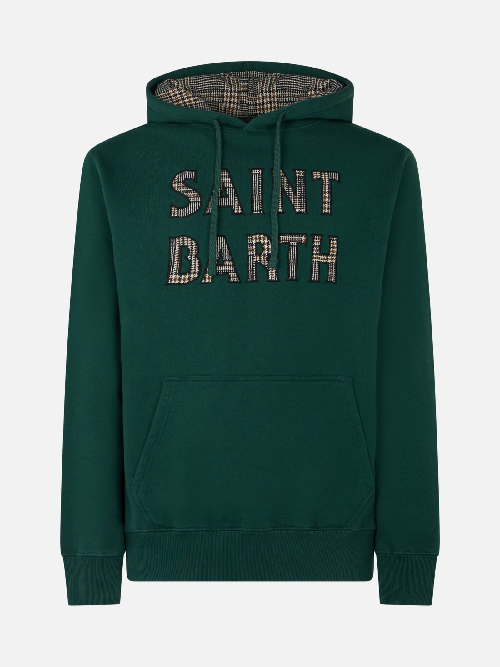 Shop Mc2 Saint Barth Man Green Hoodie With Saint Barth Patch