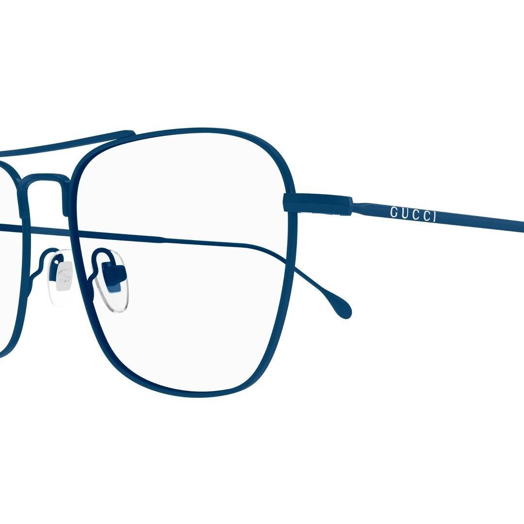 Shop Gucci Rectangle Frame Glasses In 001 Blue Blue Transparent