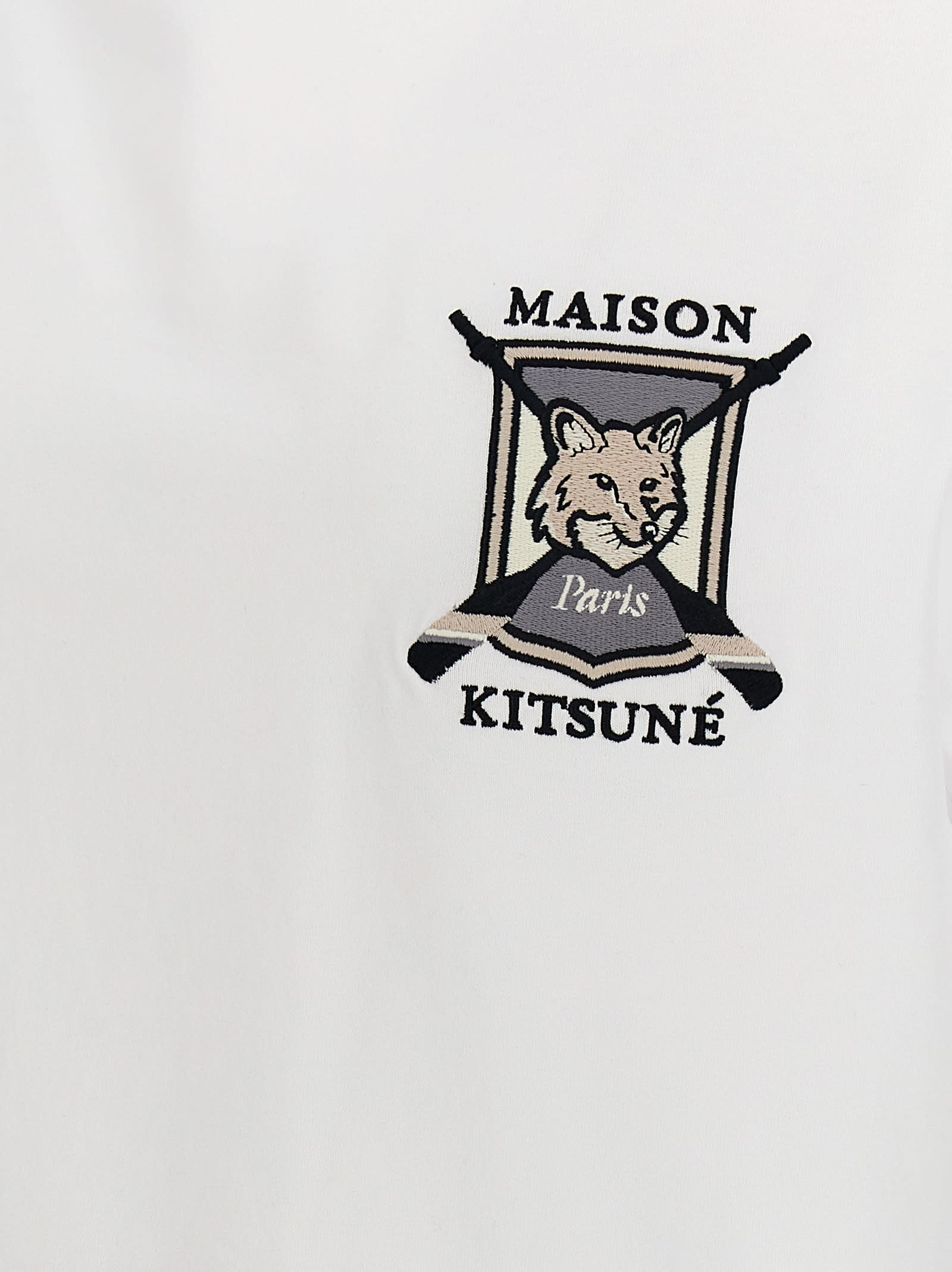 Shop Maison Kitsuné College Fox T-shirt In White