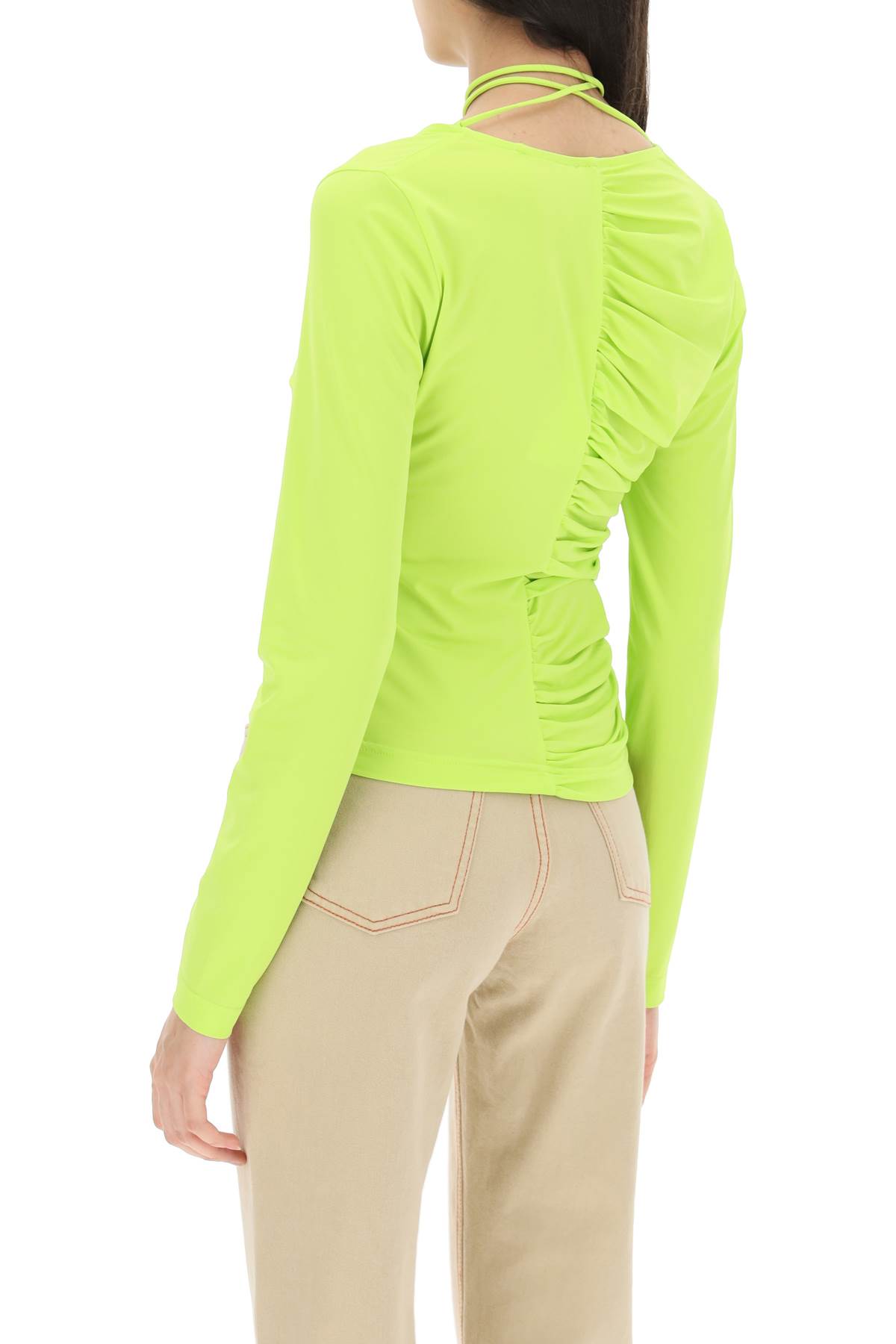 Shop Saks Potts Buta Ruched Top In Neon Green