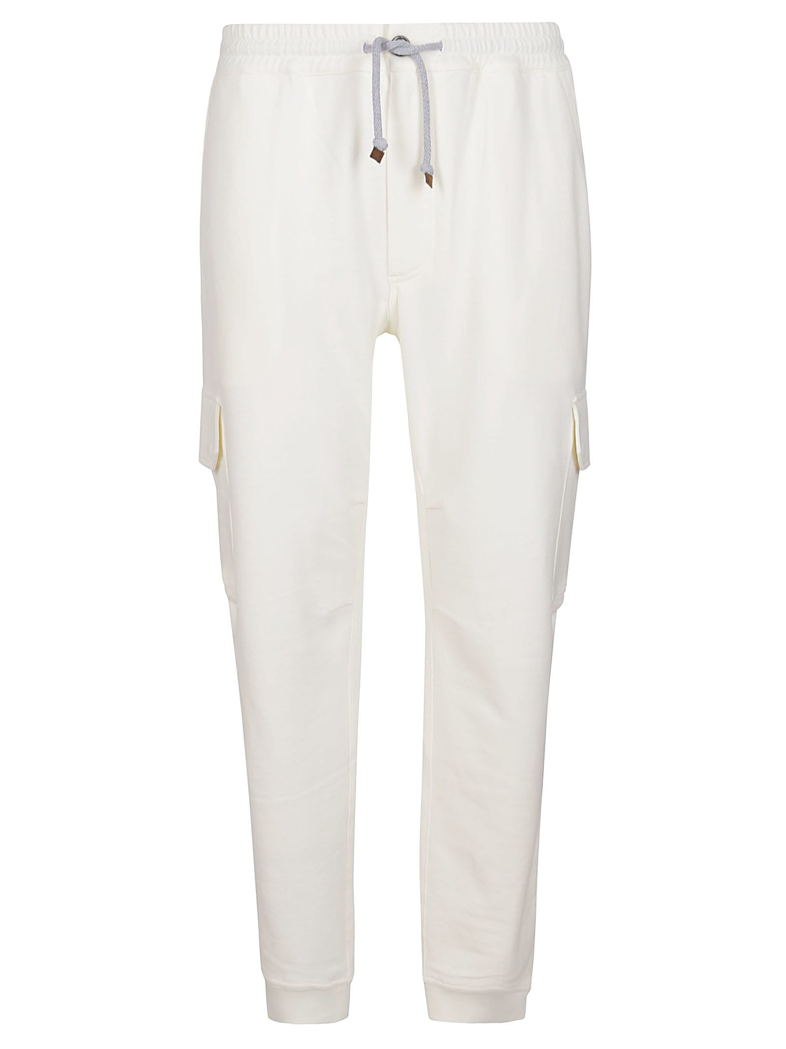 Brunello Cucinelli White Cotton Track Pants