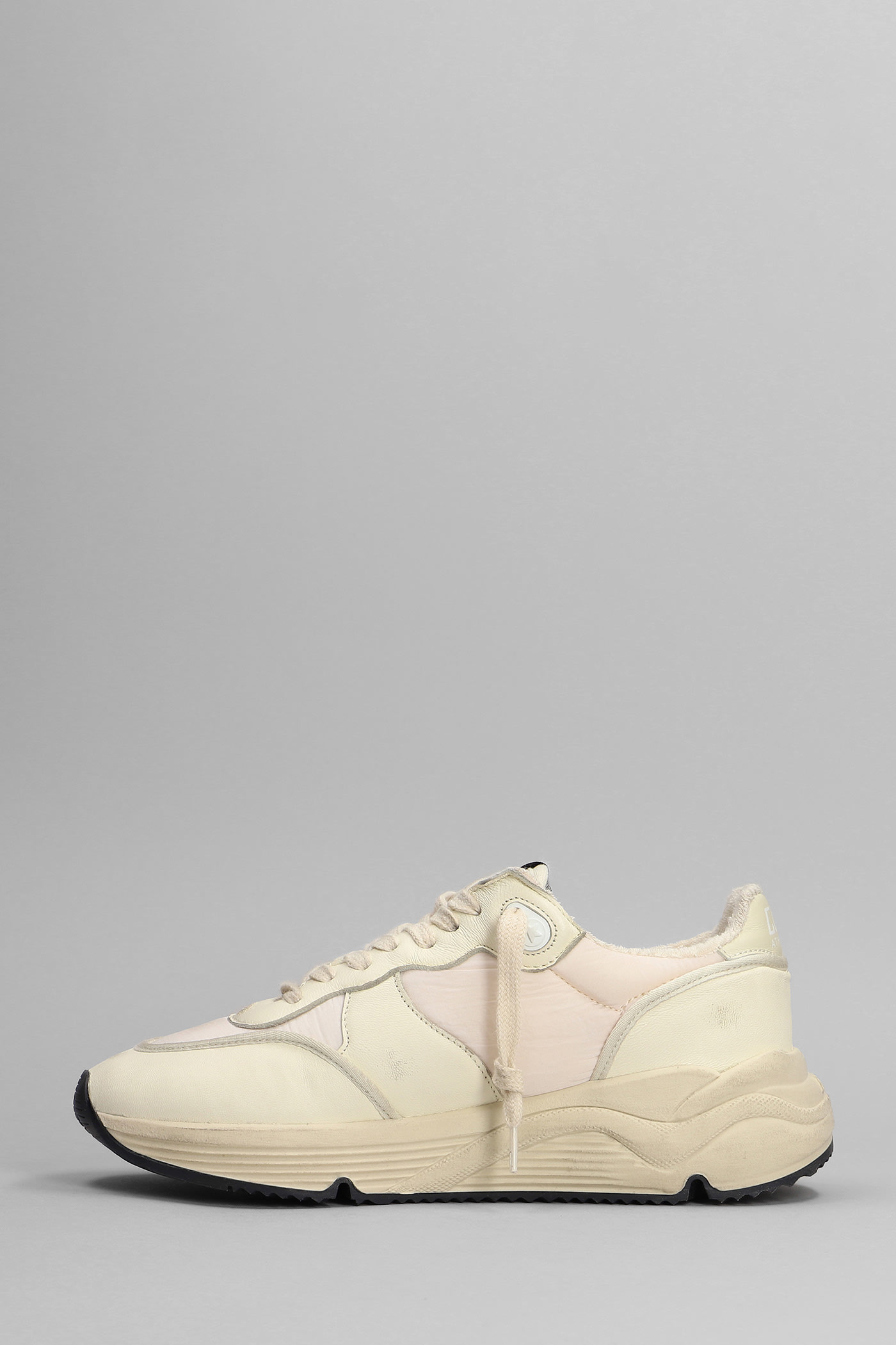 Shop Golden Goose Running Sneakers In Beige Leather And Fabric