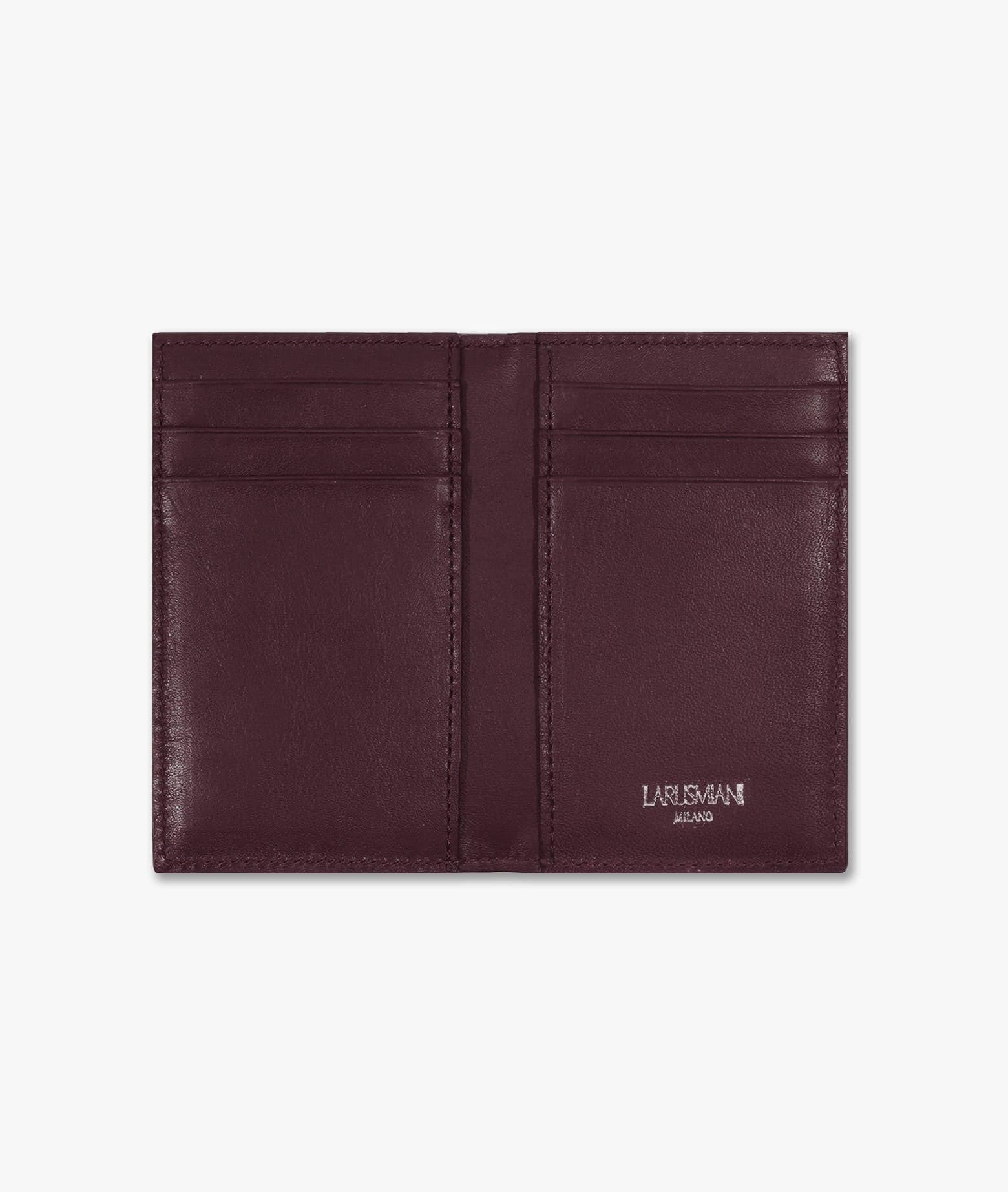 Larusmiani Vertical Alligator Card Holder Pesos Wallet In Darkred