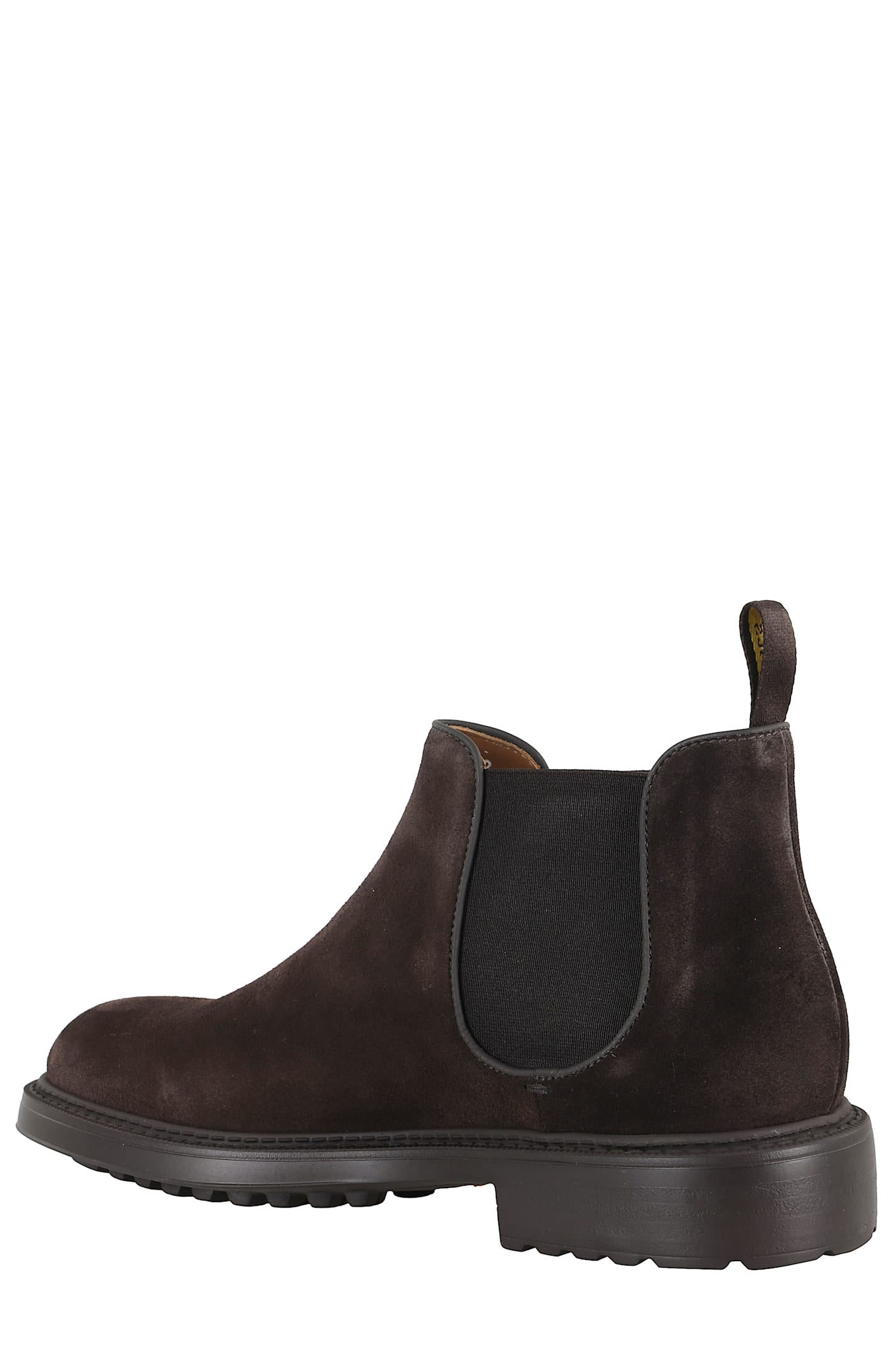 Doucal's Dark Brown Suede Ankle Boot With Elastic Inserts In Black