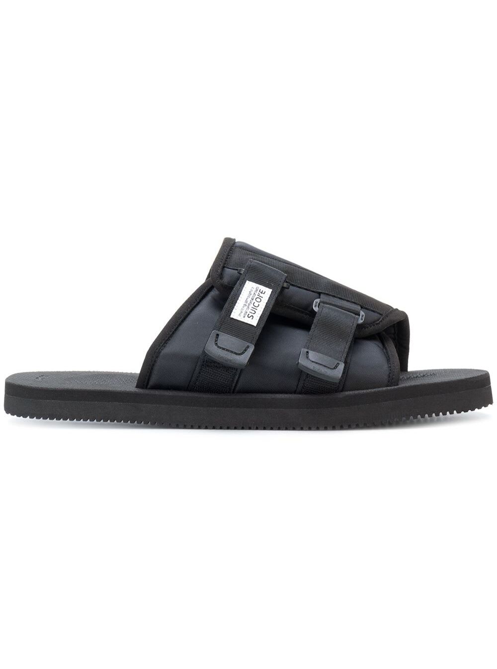 Shop Suicoke Kaw-cab Black Sandals With Velcro Fastening In Nylon Woman