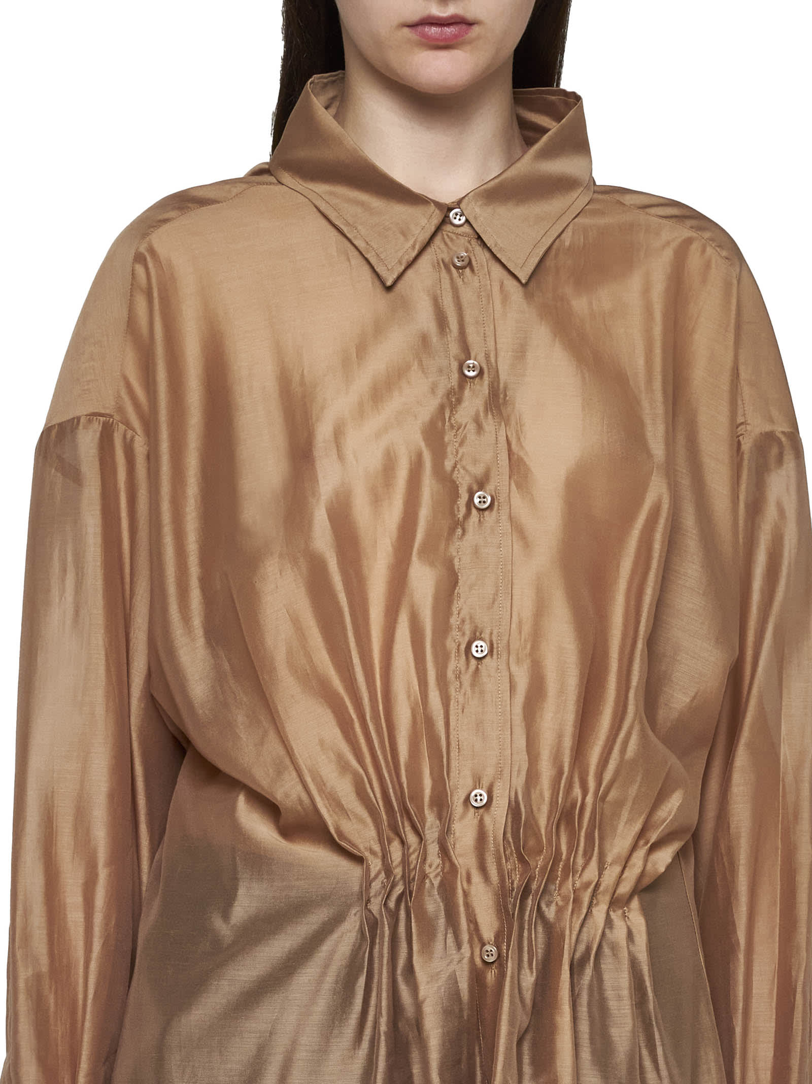 Shop Blanca Vita Shirt In Leather Brown