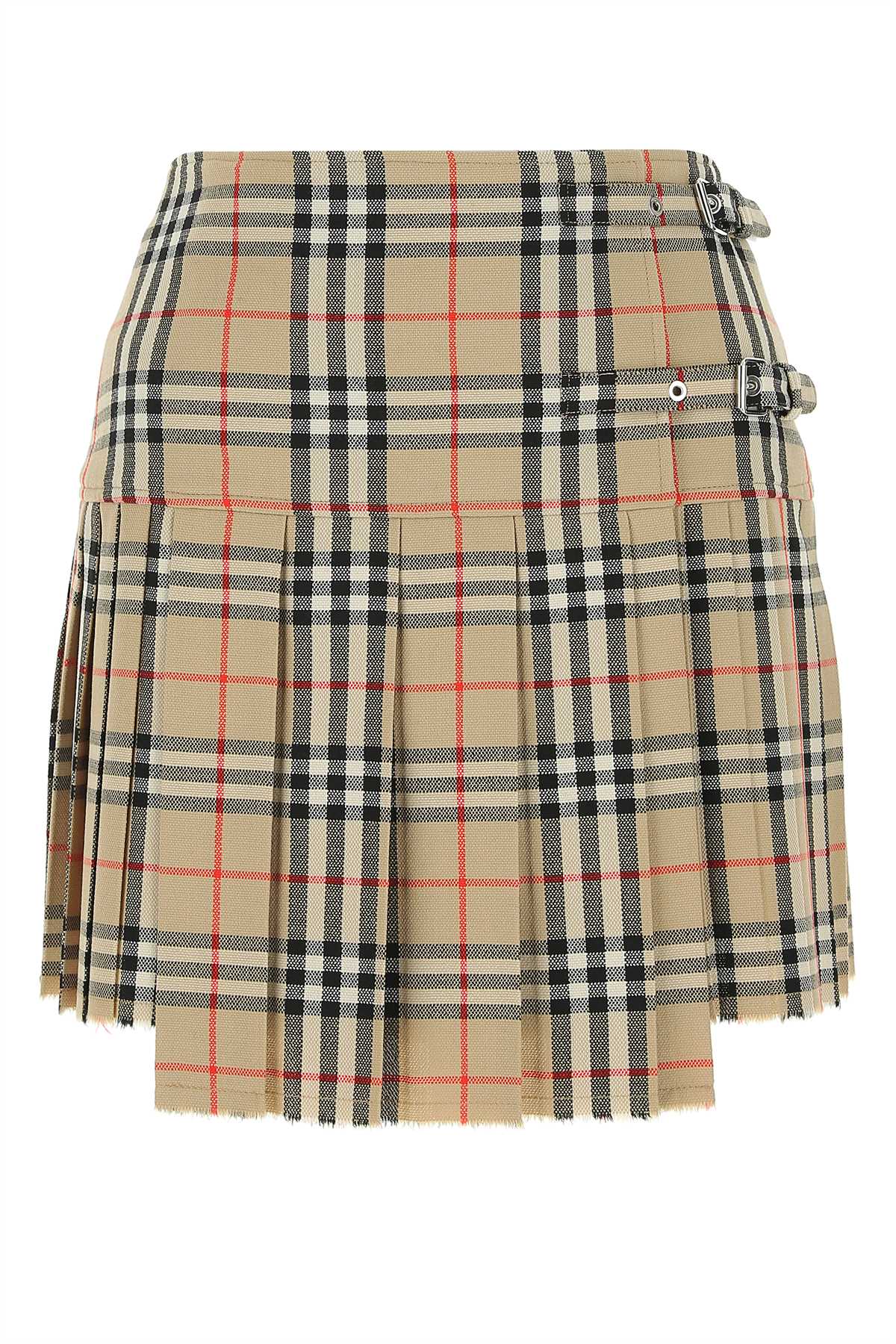 Shop Burberry Embroidered Wool Mini Skirt In A7028