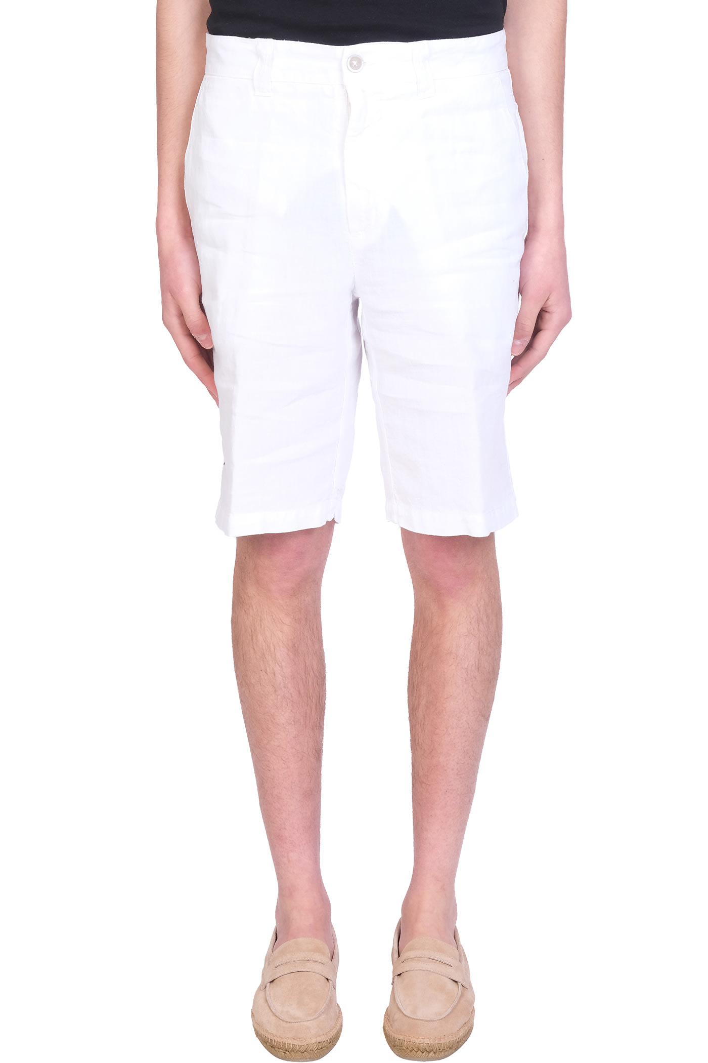 120% Lino Shorts In White Linen