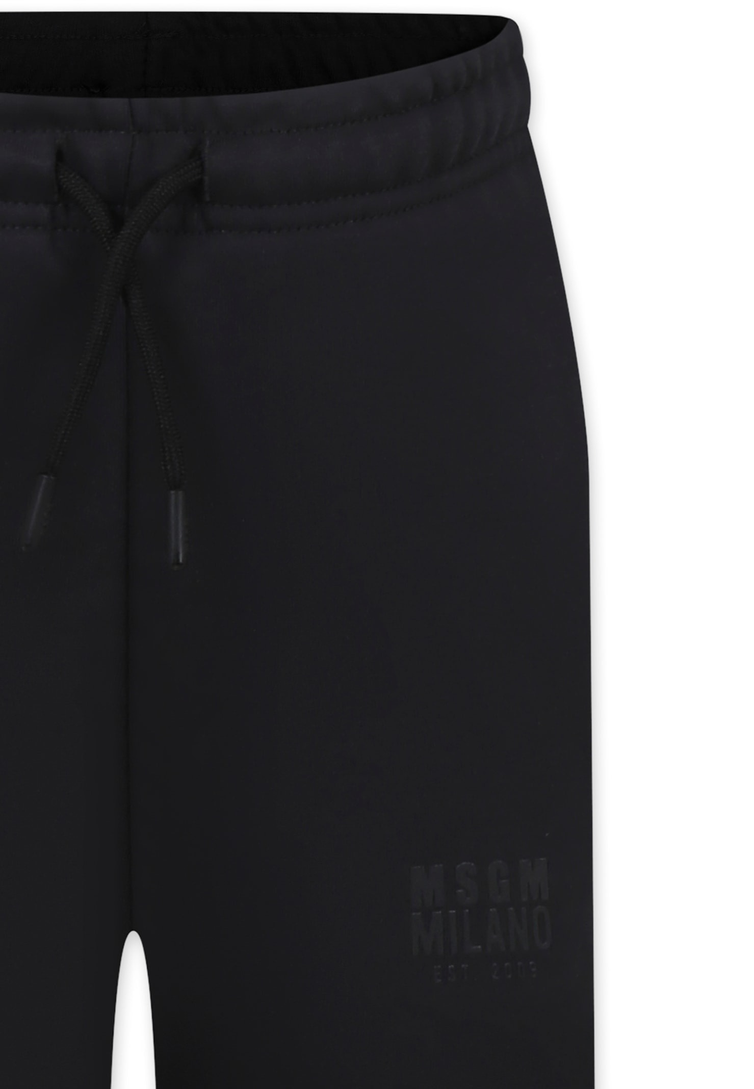 Msgm Black Trousers For Kids With Logo In Black
