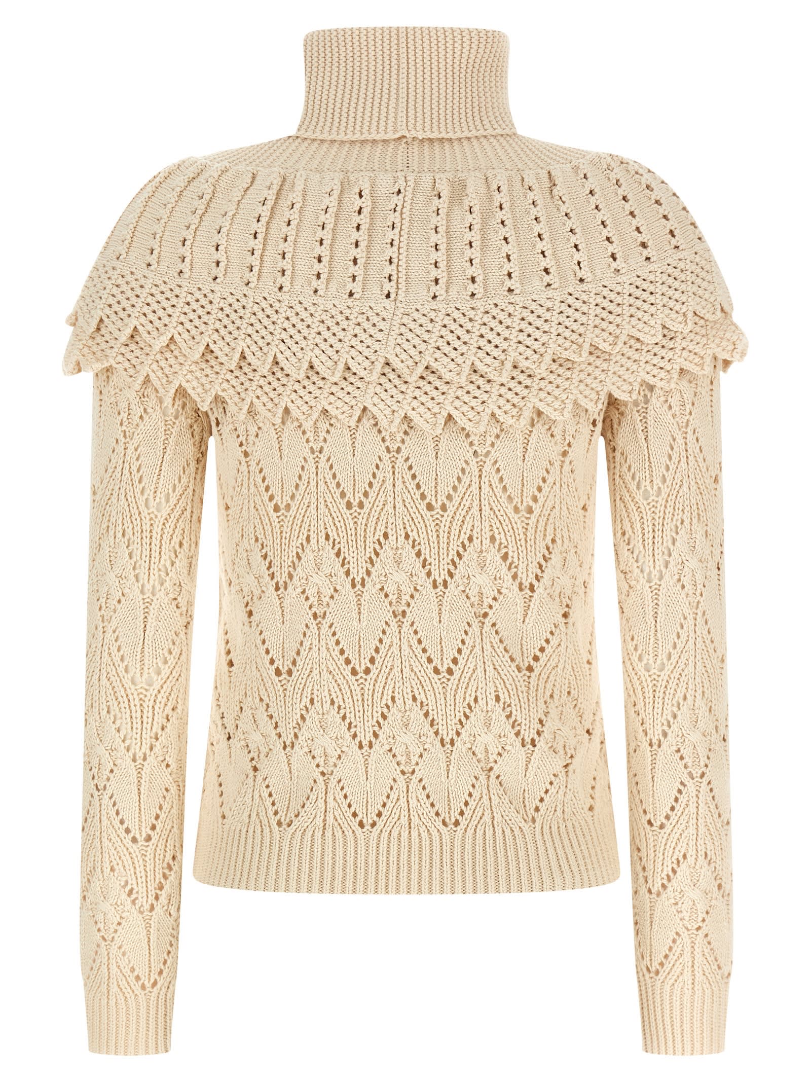 Zimmermann Hypnotic Ruffle Collar Sweater In Neutral