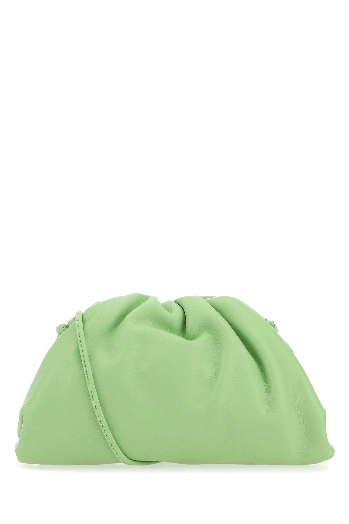 Shop Bottega Veneta Pastel Green Nappa Leather Mini Pouch Clutch