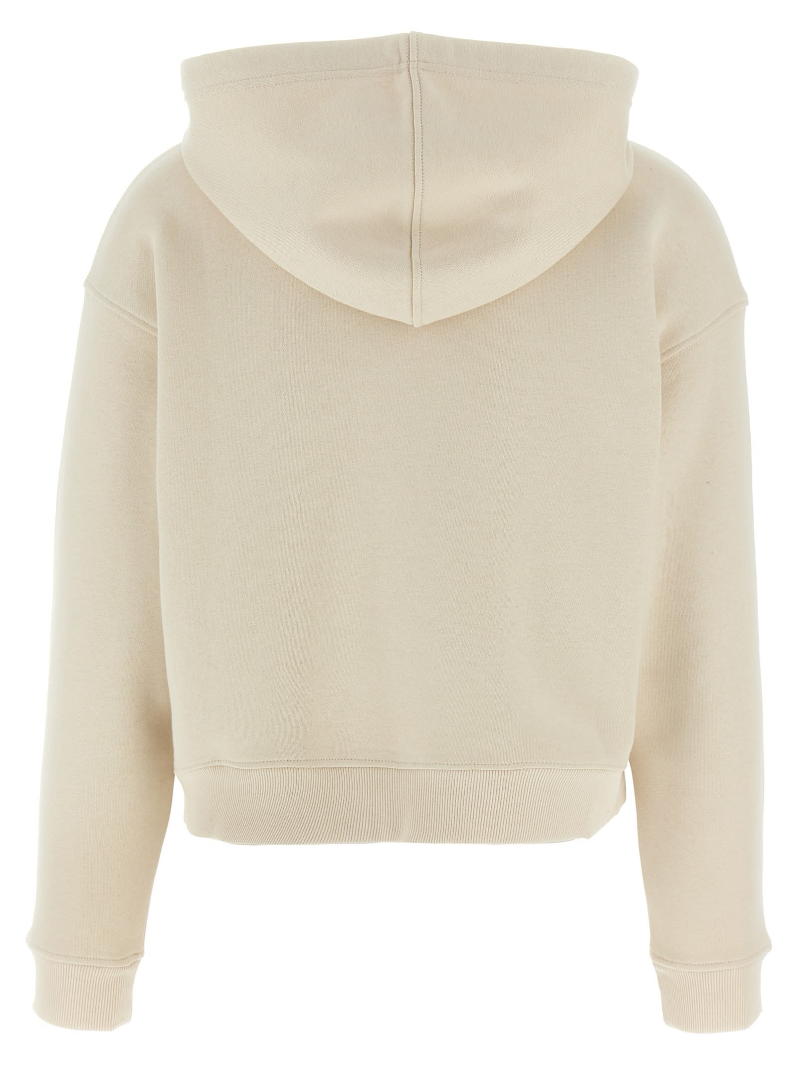 Weekend Max Mara Hooded Sweatshirt With Front Pockets And Ribbed Cuffs In Sand