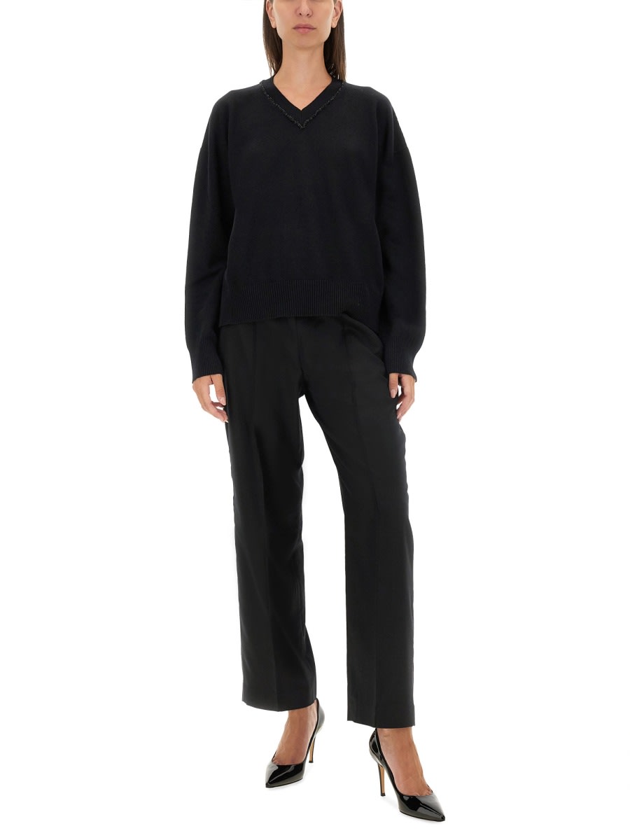 Fabiana Filippi Straight Leg Pants With Refined Silhouette In Black