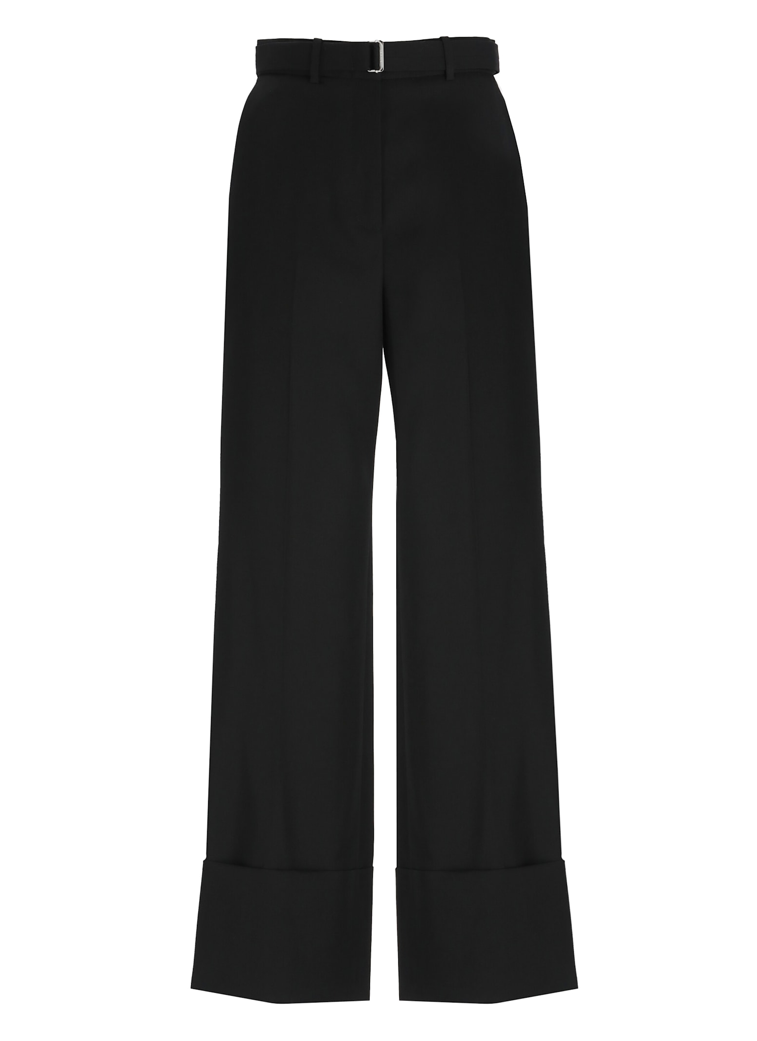 Shop Lanvin Wool Palazzo Trousers In Black