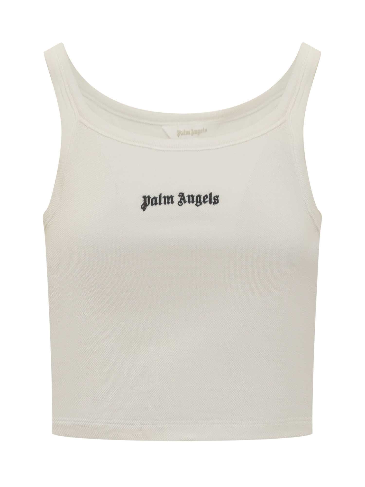 Shop Palm Angels Tank Top With Logo In Off White