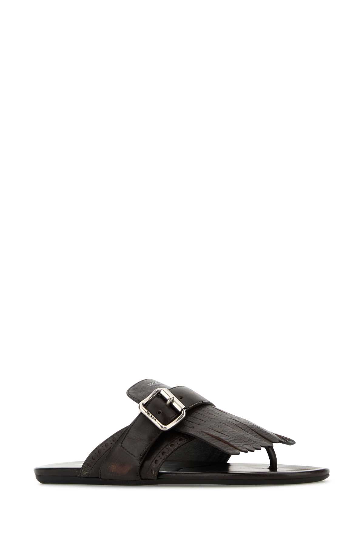 Prada Slippers Infradito Shuffle In Pelle Testa Di Moro Donna