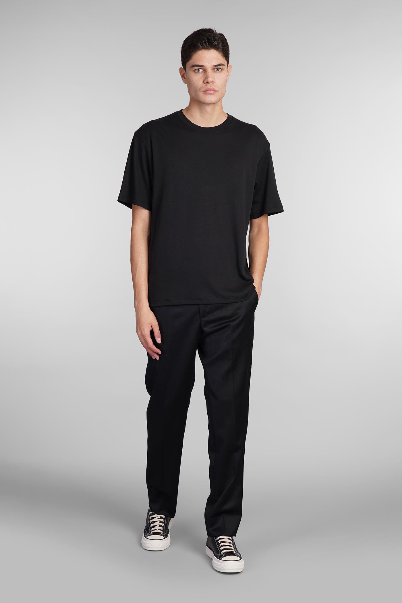 Theory Blue Crewneck T-shirt In Black