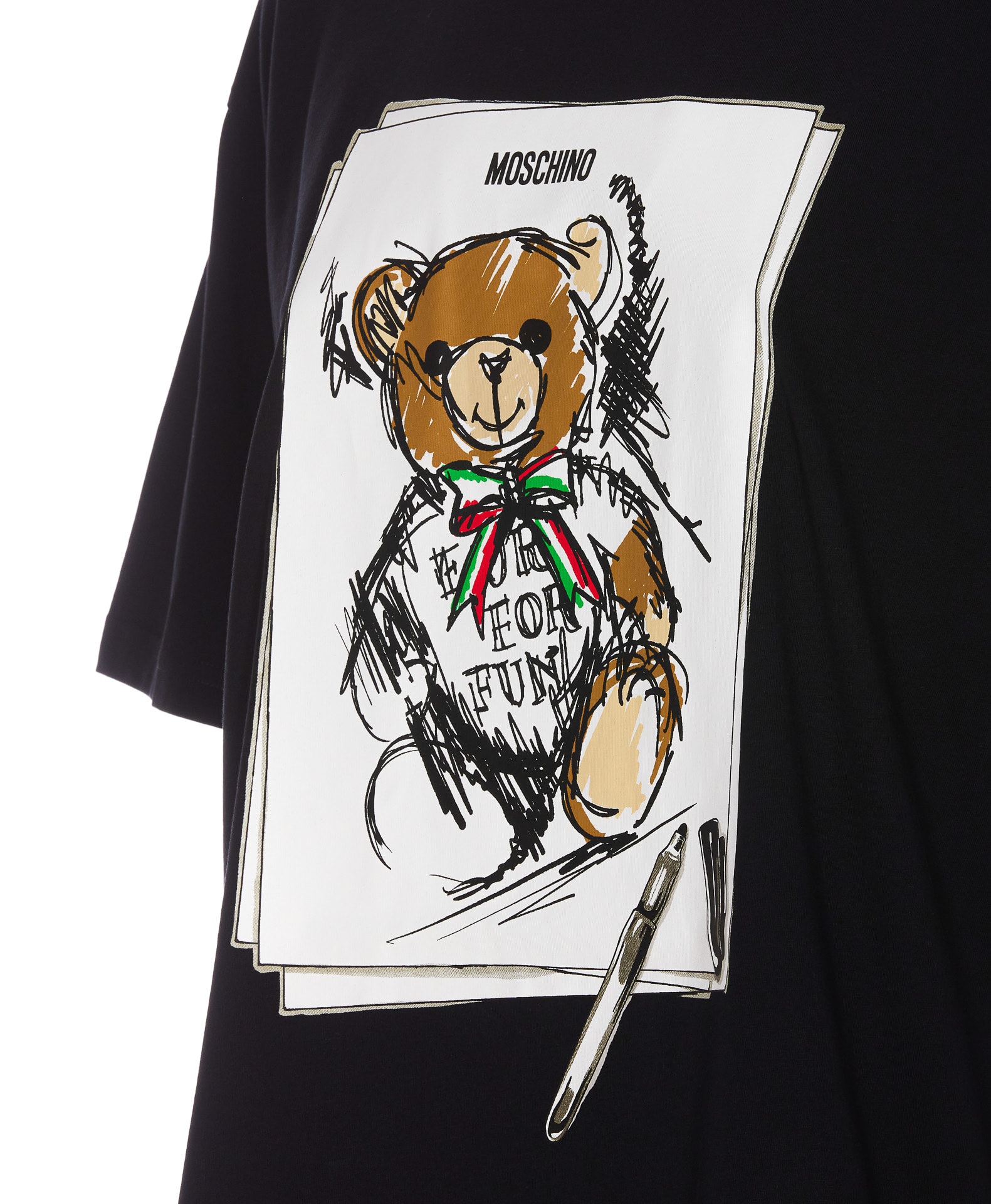 Shop Moschino Drawn Teddy Bear T-shirt In Black