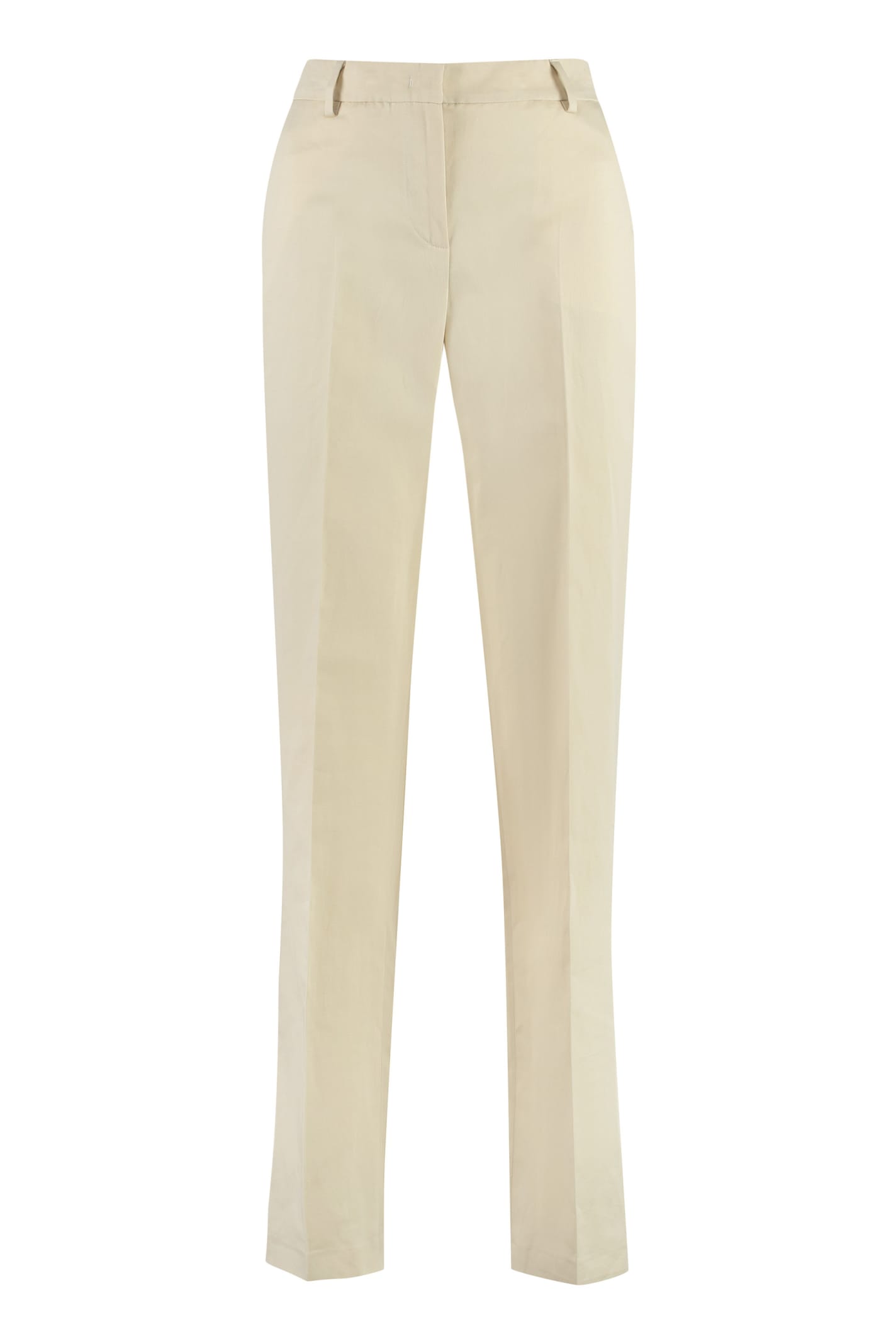 Shop Pt01 Ambra Cotton-linen Trousers In Panna