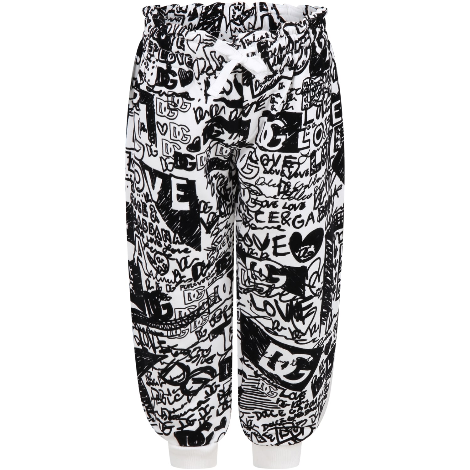Dolce & Gabbana White Sweatpants For Kids With Logos