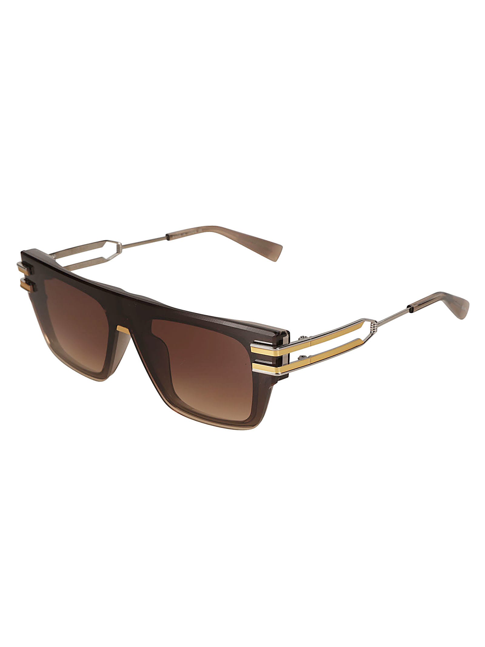 Shop Balmain Soldat Sunglasses Sunglasses In Marrone-oro