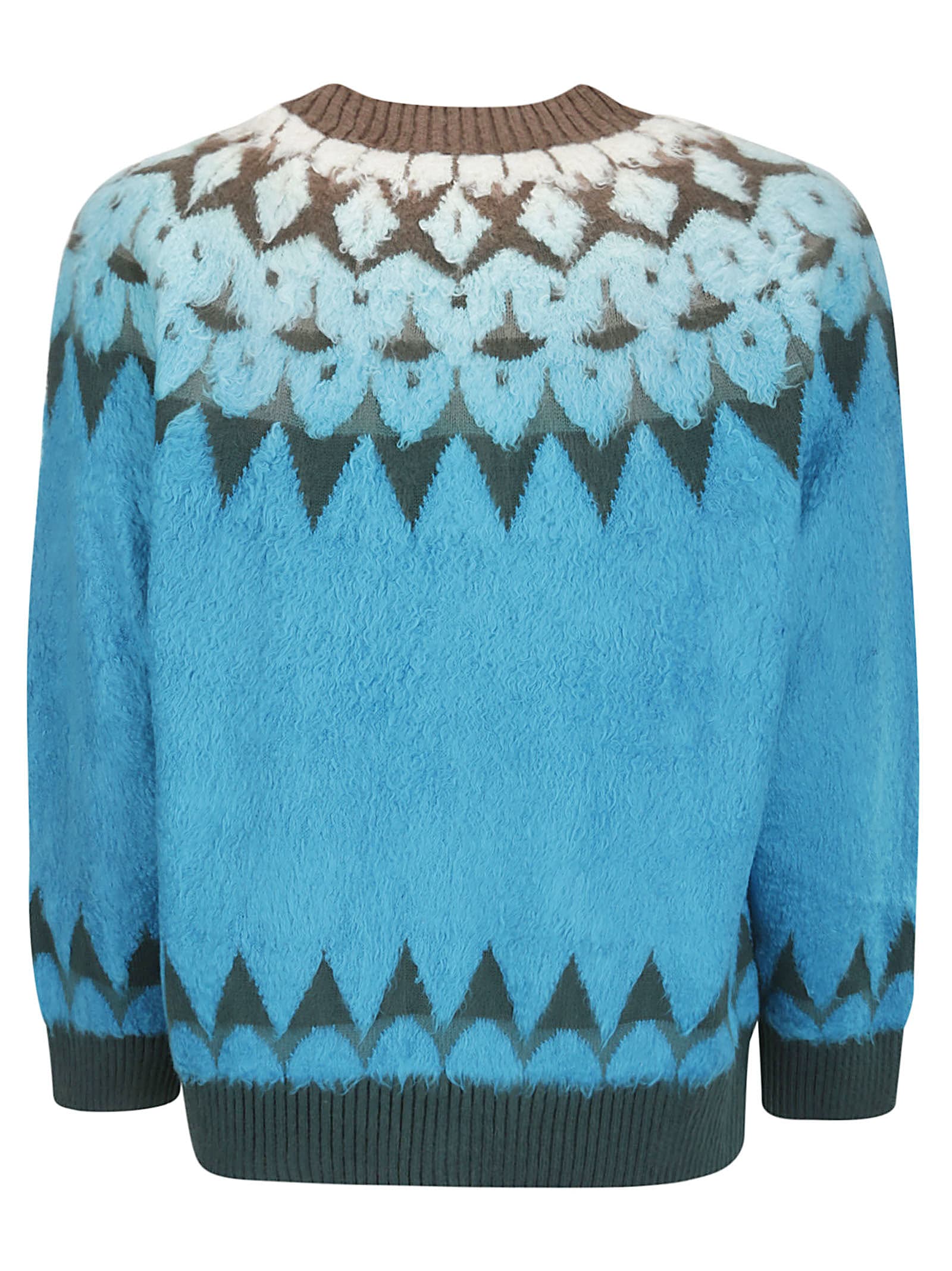 Shop Sacai Jacquard Knit Cardigan In Blue