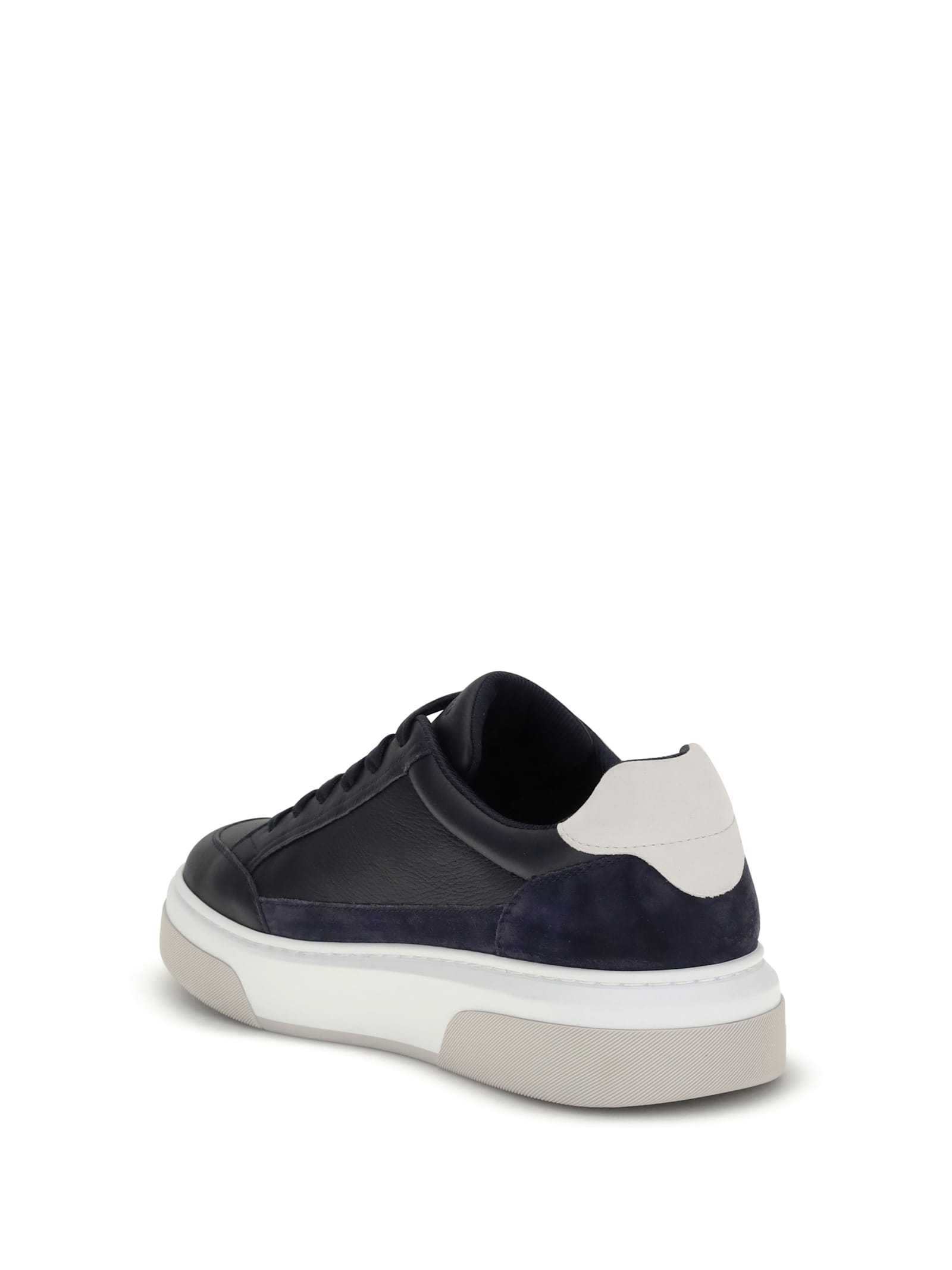 Ferragamo Gancini Leather Sneakers In Blue