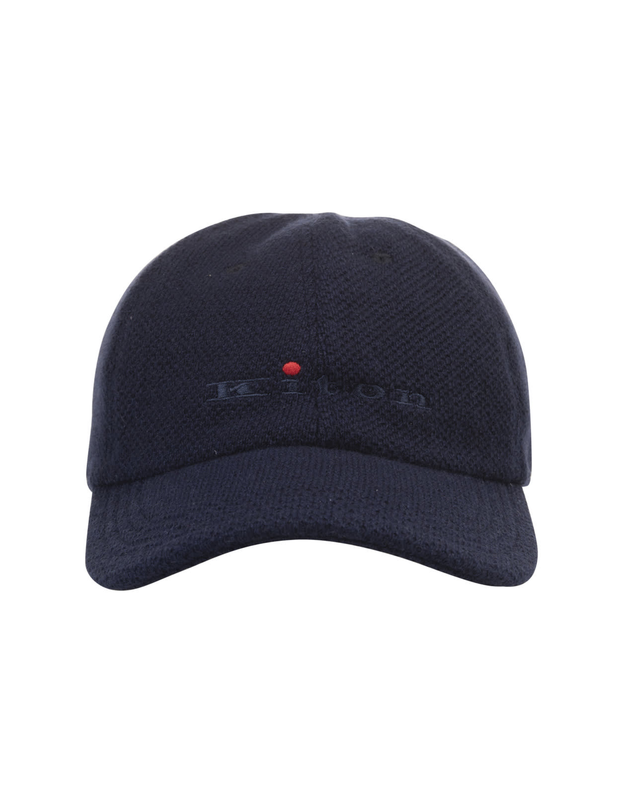 Shop Kiton Blue Cashmere Baseball Hat With Logo