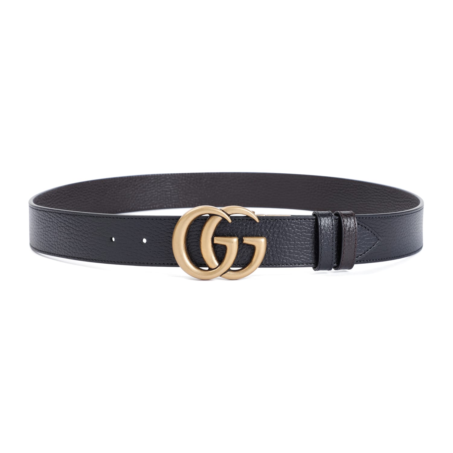 Shop Gucci Leather Belt With Gg In Nero Cocoa