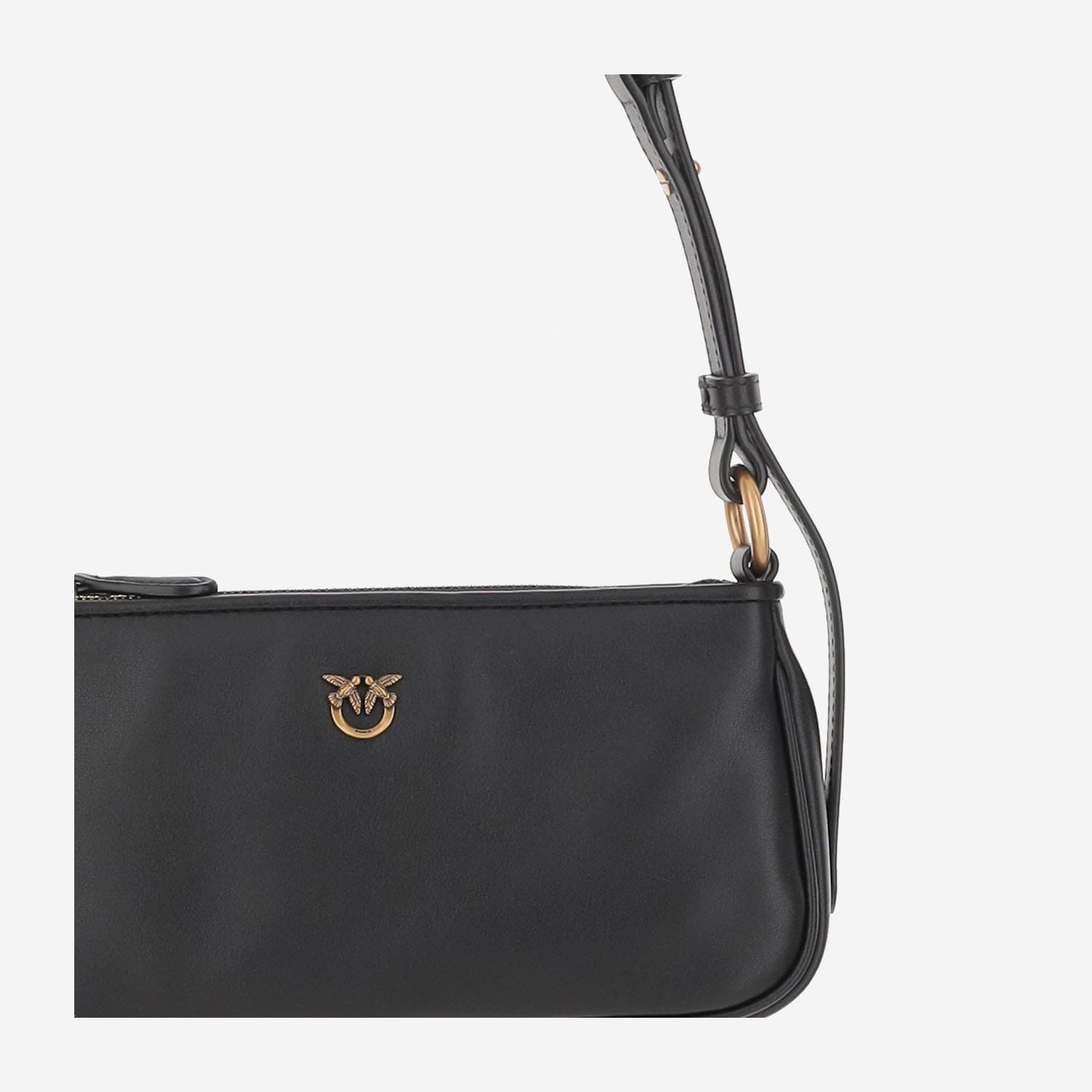 Pinko Mini Half Moon Baguette Leather Bag With Logo