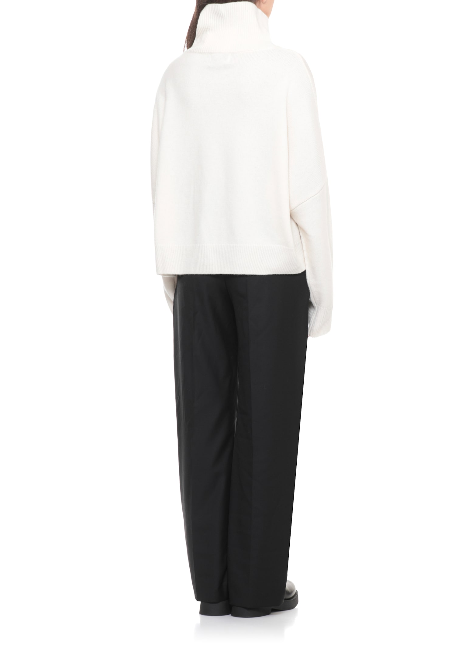 Loulou Studio Luke Stand Collar Wool Sweater In White