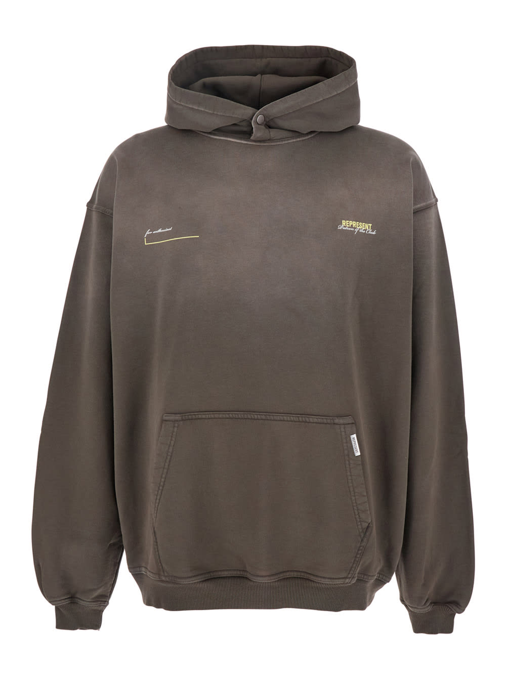 patron Of The Club Olive Green Hoodie With Front And Back Logo Print In Cotton Man