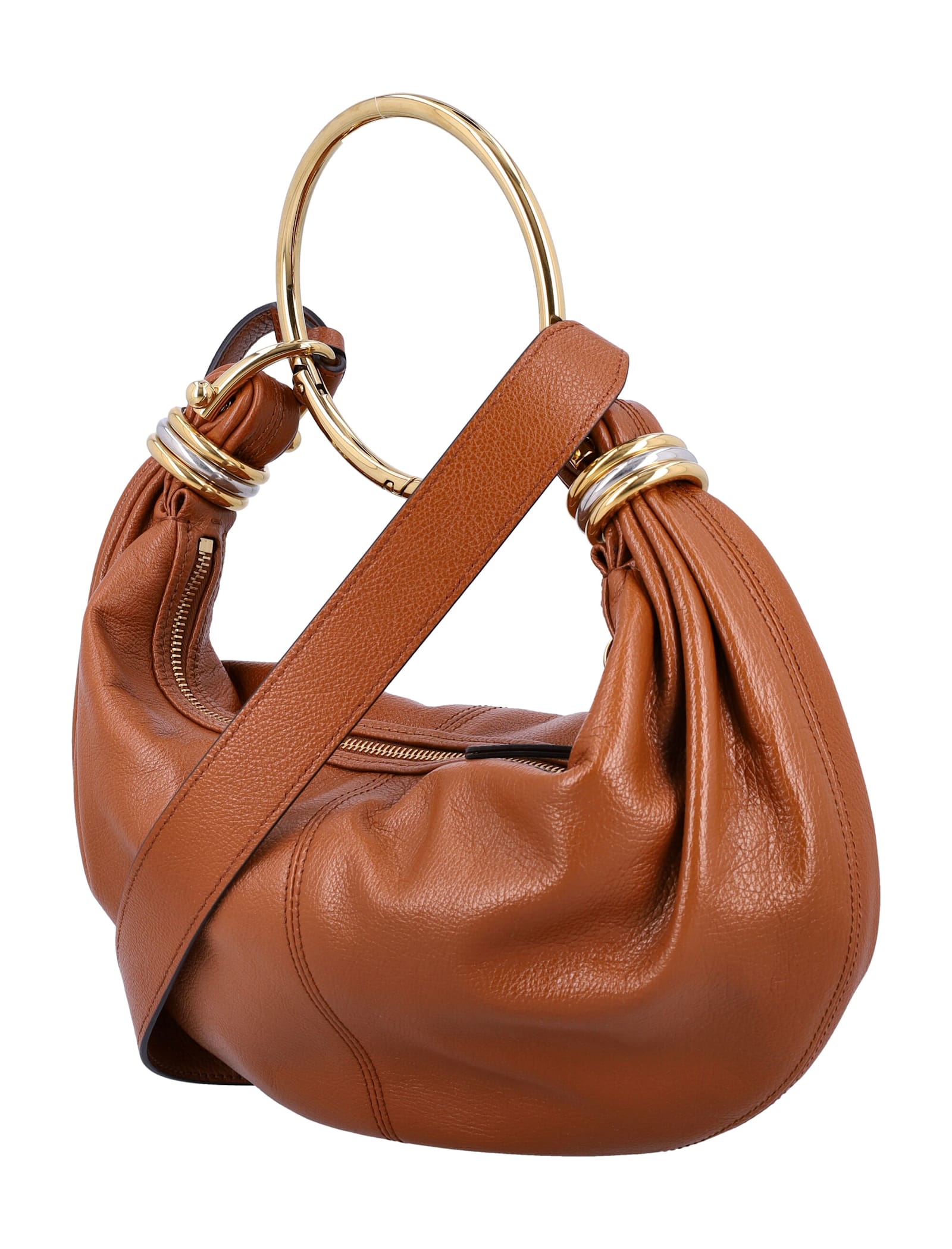 Shop Chloé Small Bracelet Hobo Bag In Clay Brown