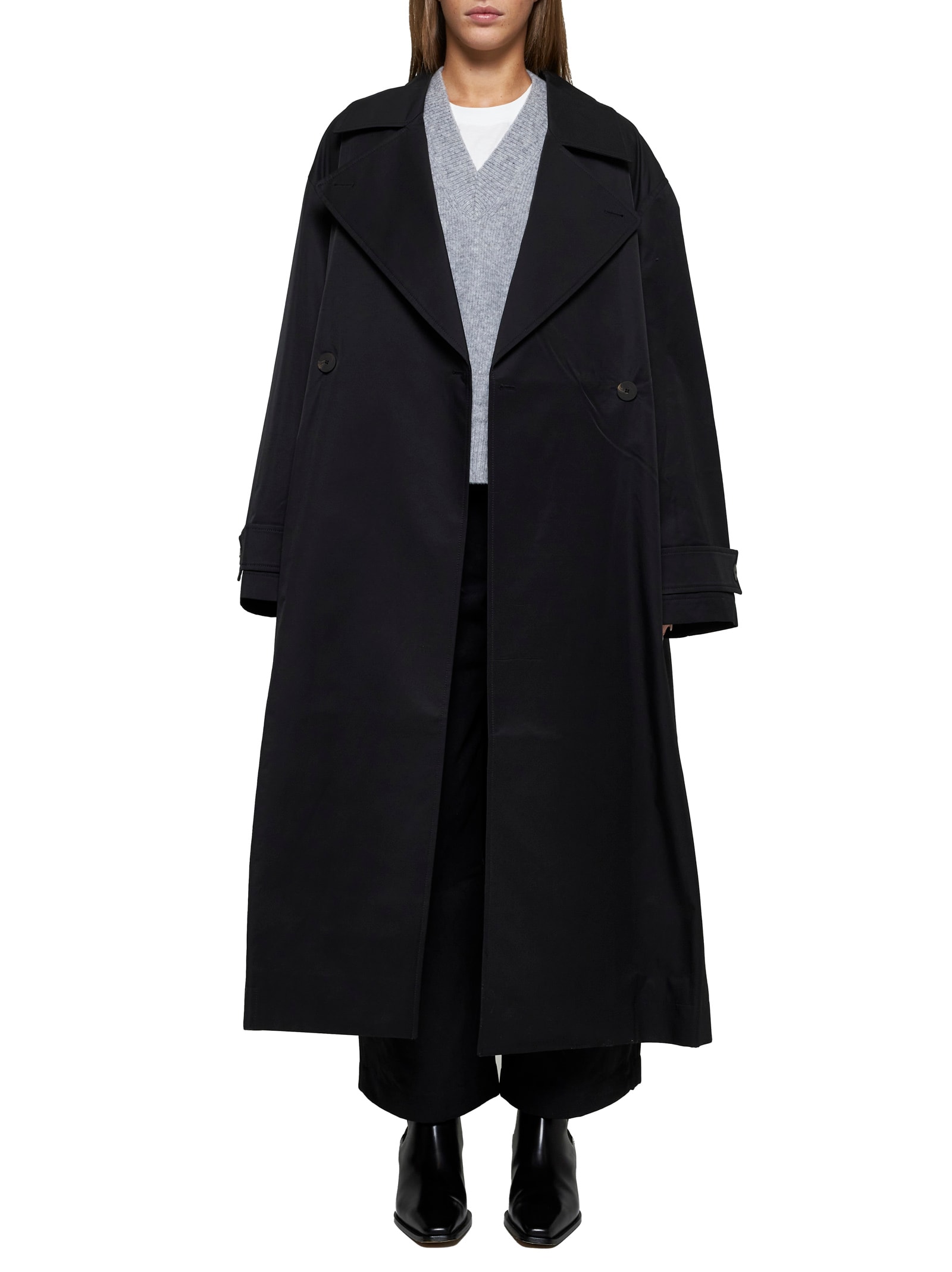 Shop Studio Nicholson Raincoat In Black Grape