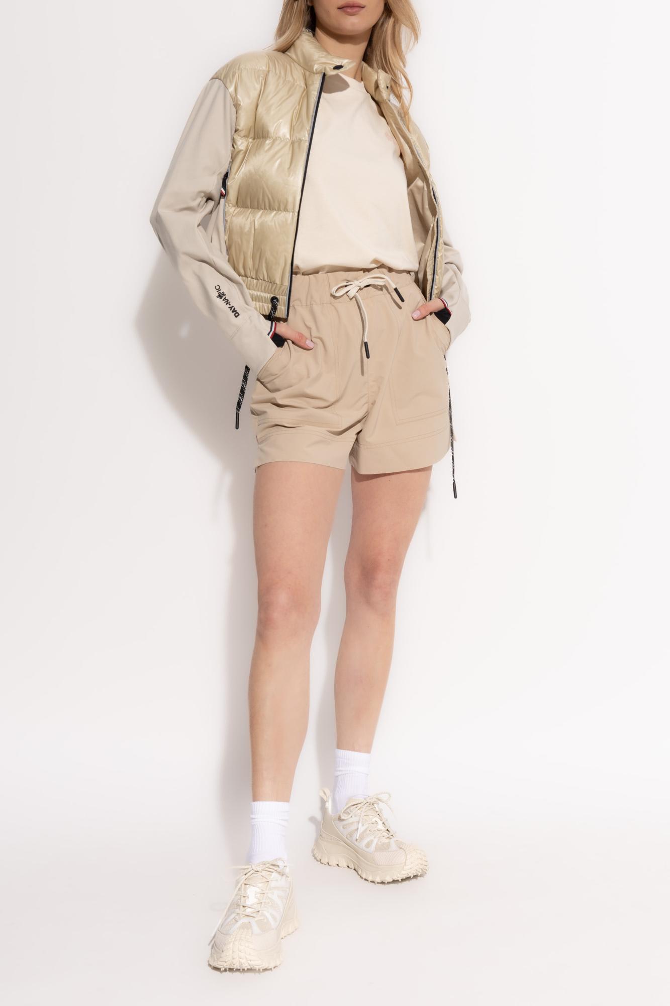 Moncler Grenoble Women Logo Nylon Shorts In Beige