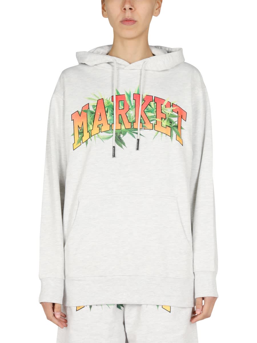 Shop Market Logo Print Sweatshirt In Grey