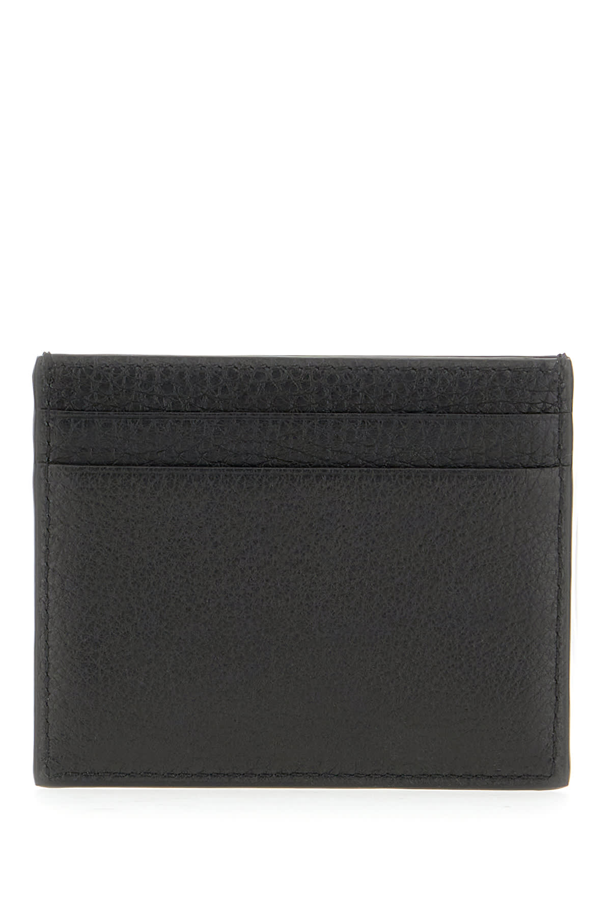 Valentino Black Leather Card Holder In Nero