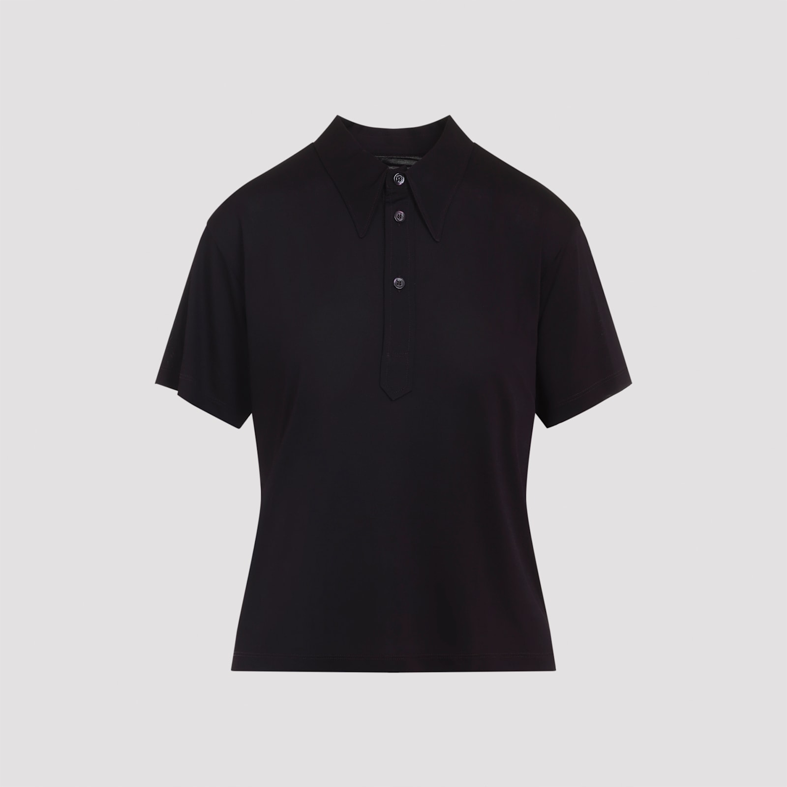 Maison Margiela Polo Shirt With Short Sleeves And Straight Hem In Blue