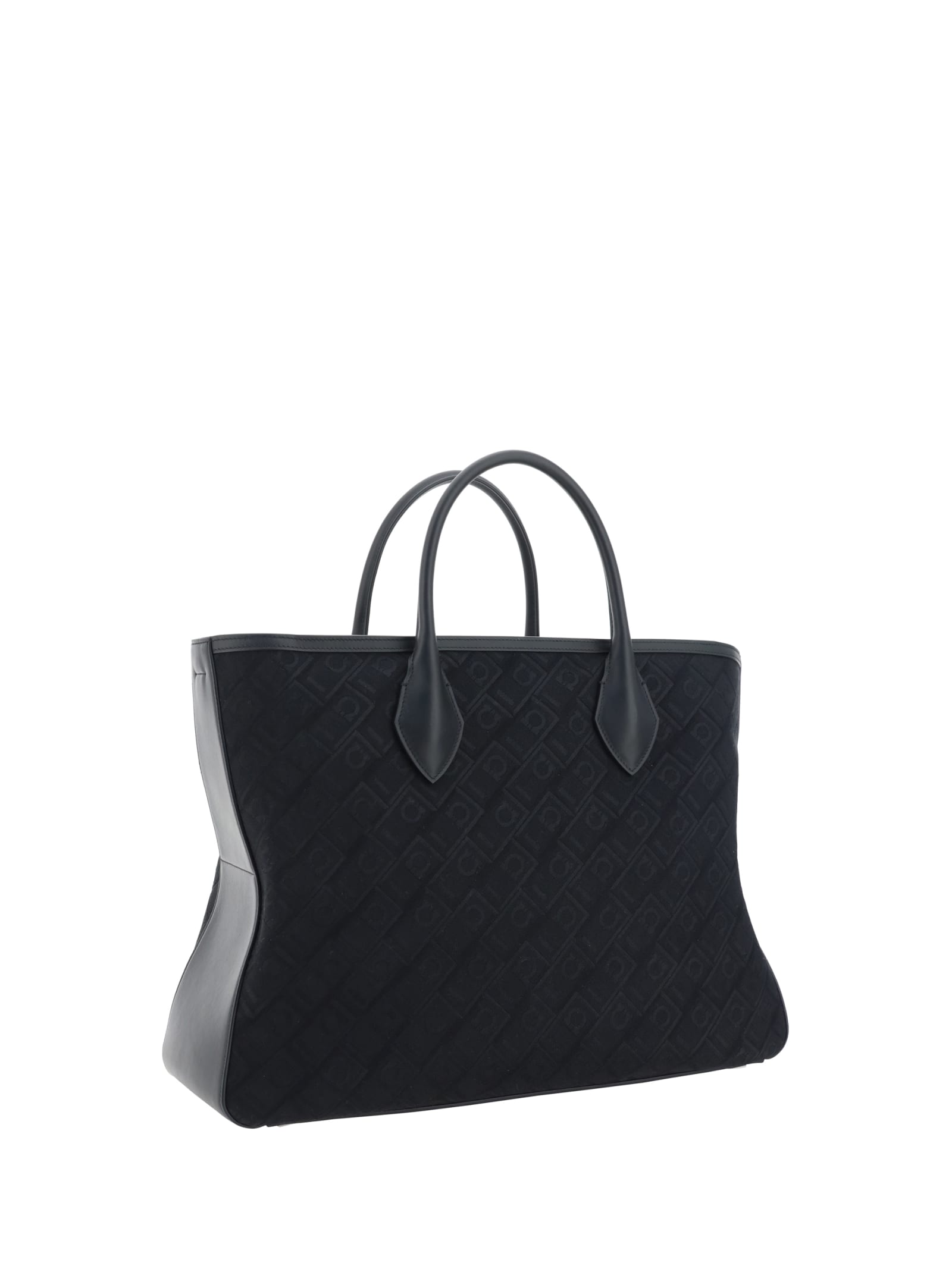 Shop Ferragamo Tote Handbag In Black