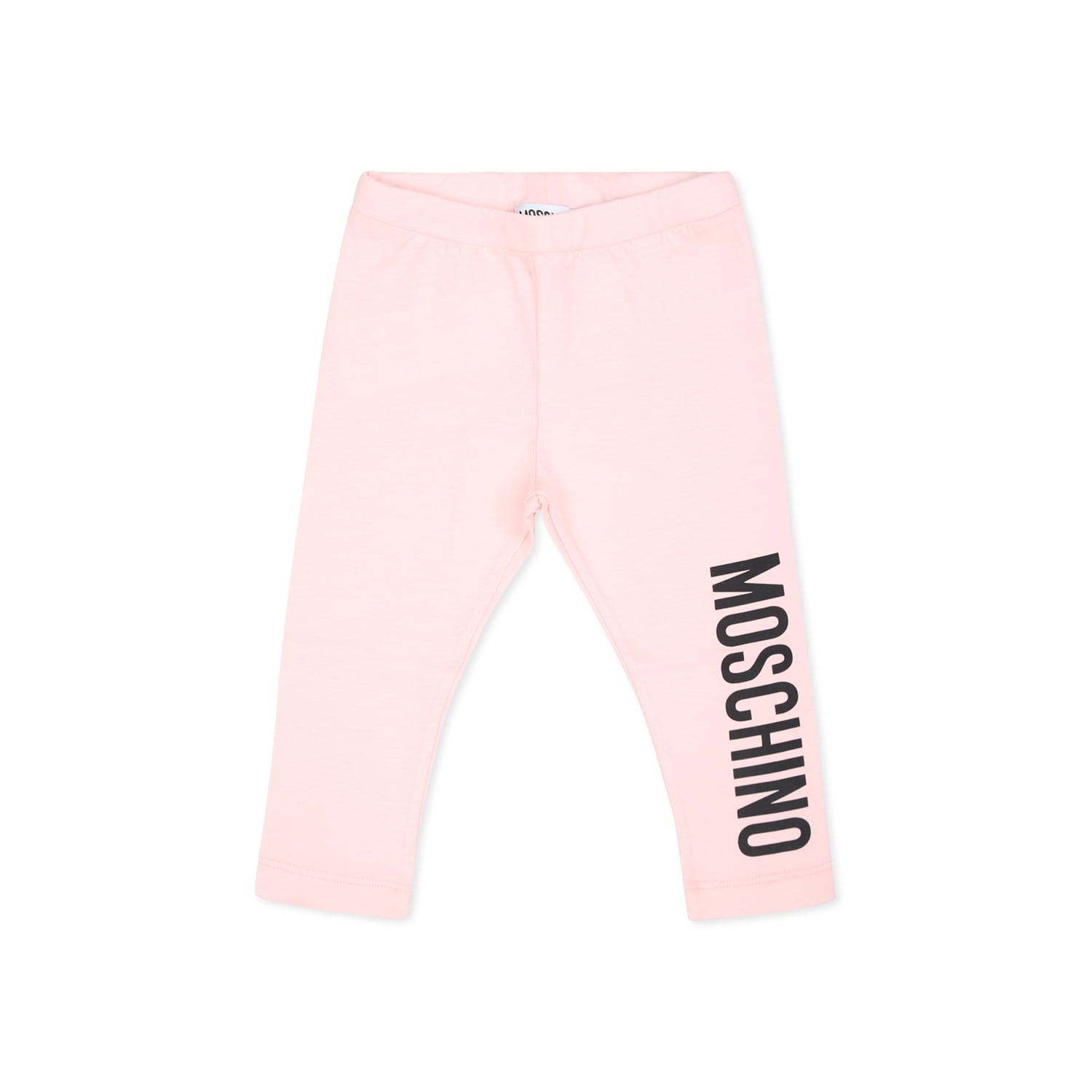 Shop Moschino Pink Leggings For Baby Girl With Logo