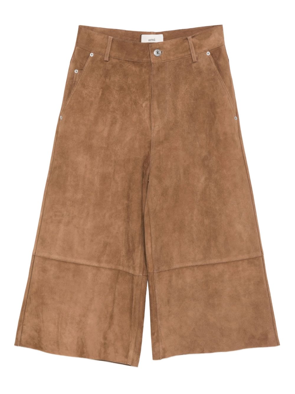 Ami Alexandre Mattiussi Suede Leather Trousers In Brown