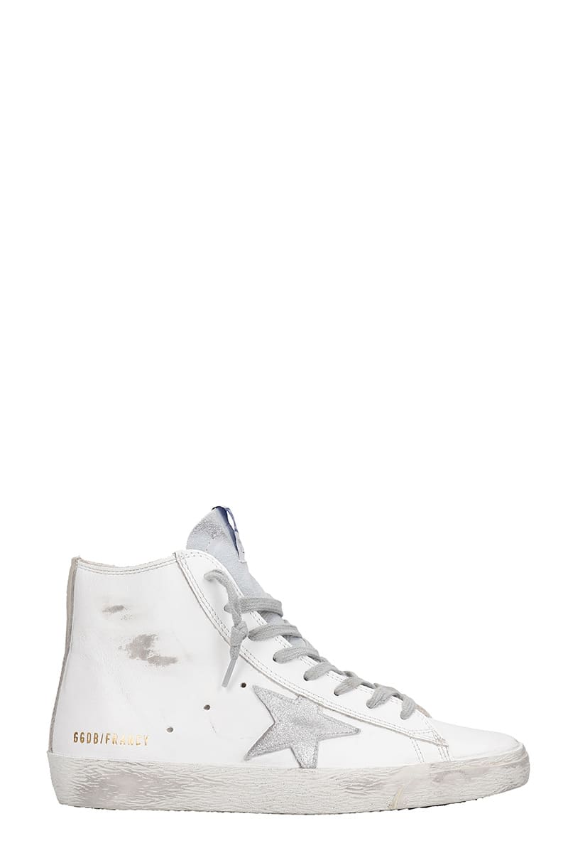 Buy Golden Goose Francy Sneakers In White Leather online, shop Golden Goose shoes with free shipping