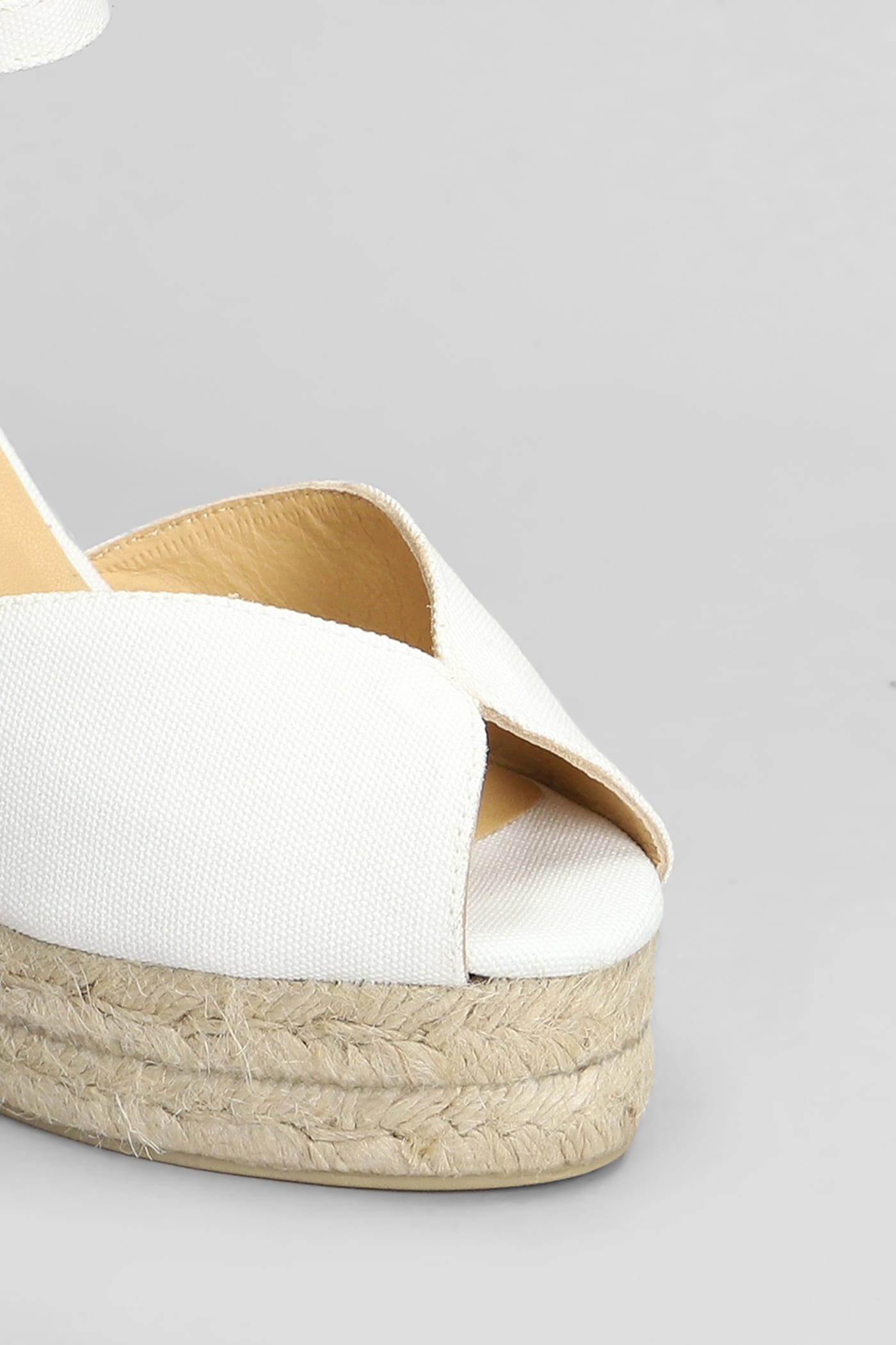 Shop Castaã±er Bianca-8ed-001 Wedges In White Canvas