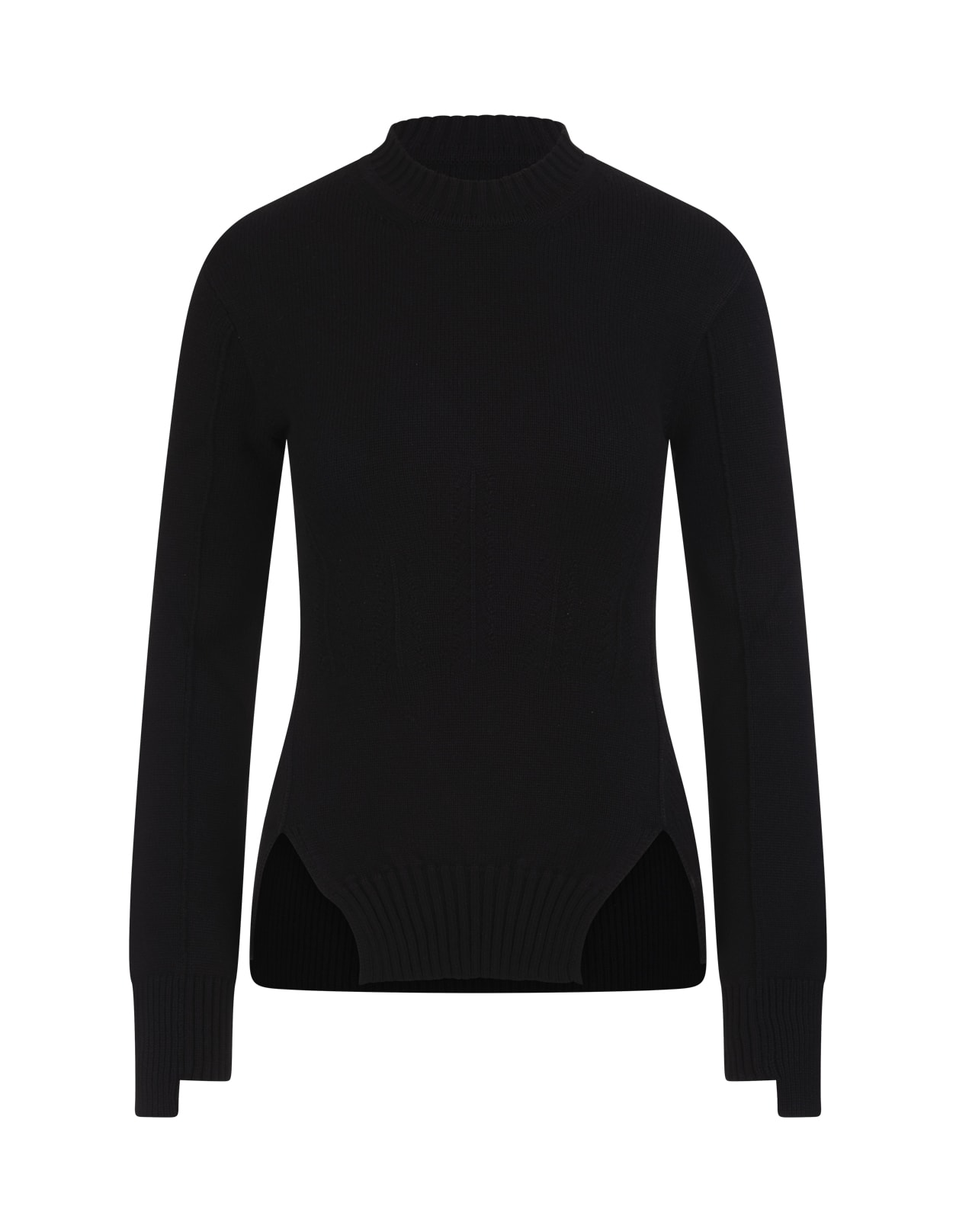 Alexander McQueen Woman Black Cashmere Sweater With Corset Stitching
