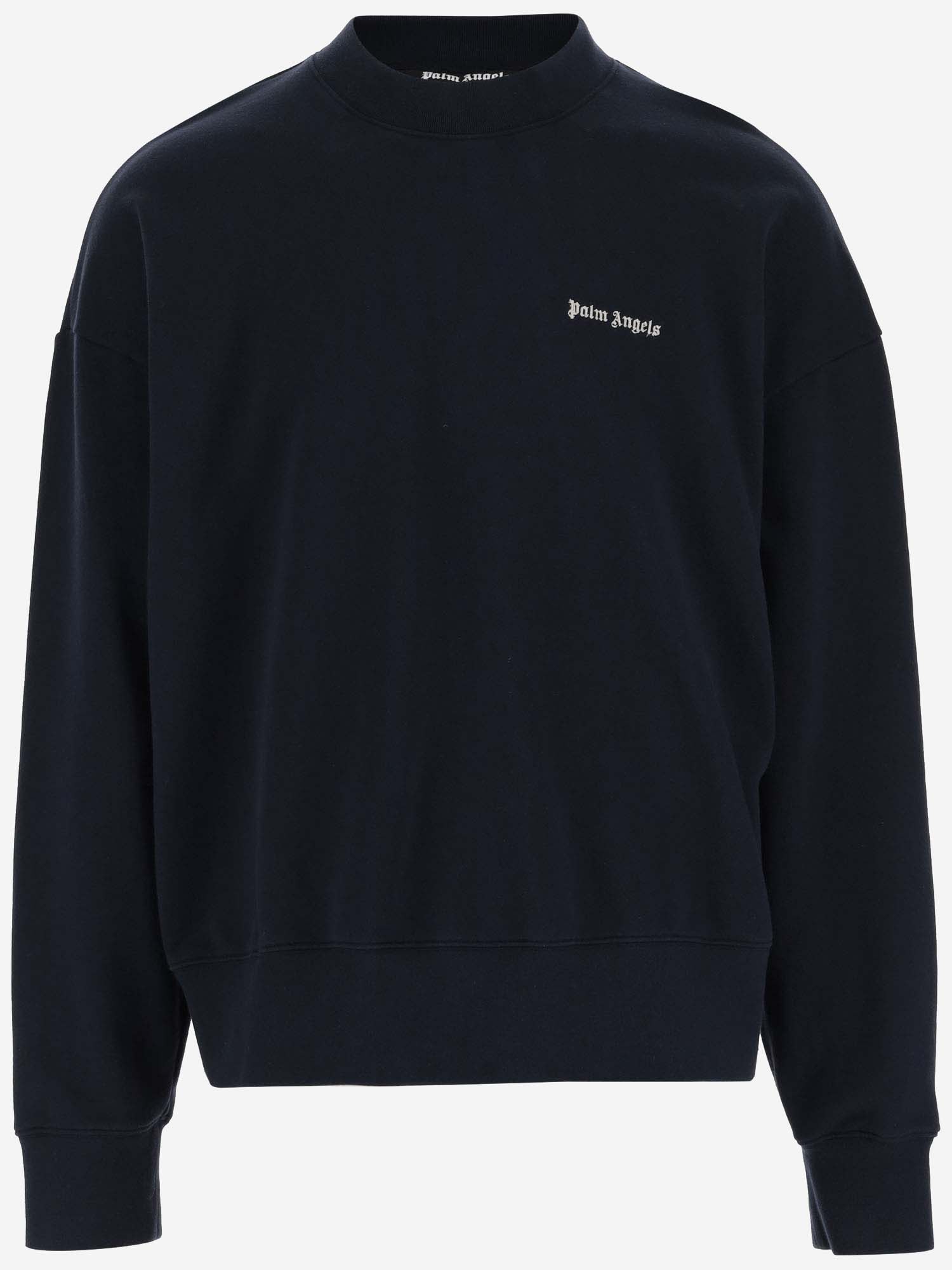 Shop Palm Angels Cotton Sweatshirt With Logo In Blue