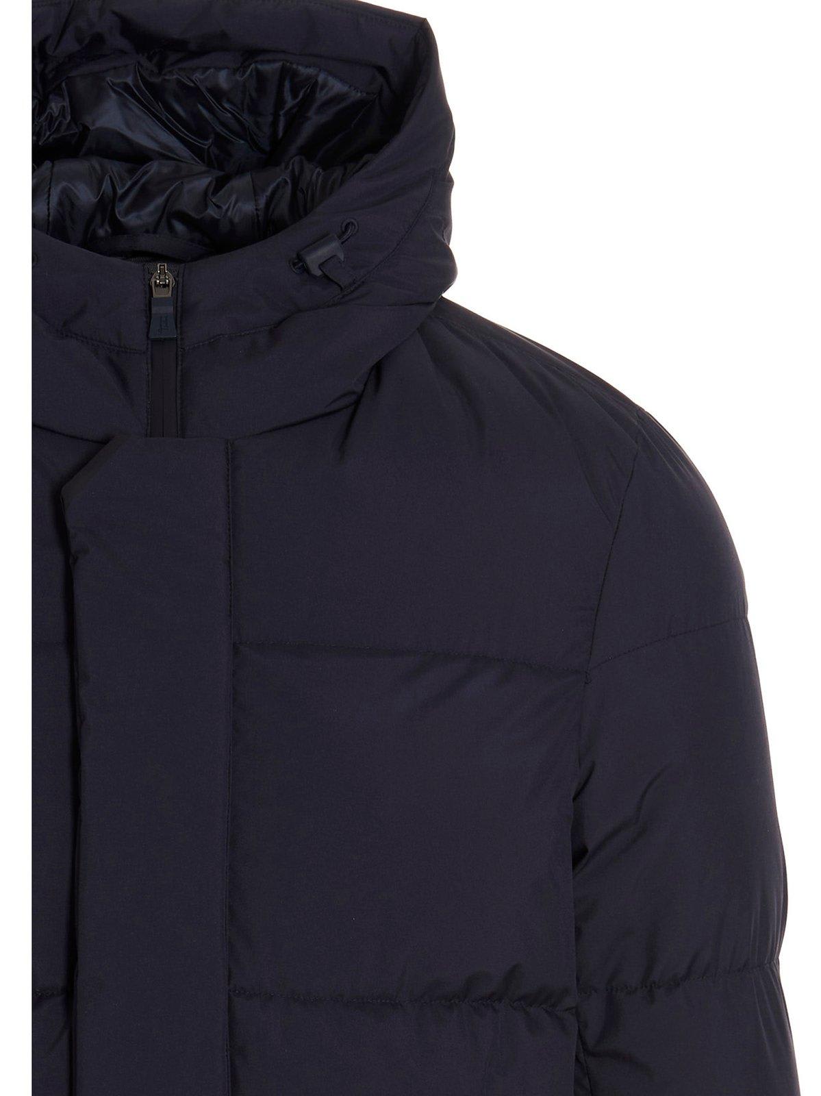 Shop Herno Drawstring Hooded Parka Coat In Blue