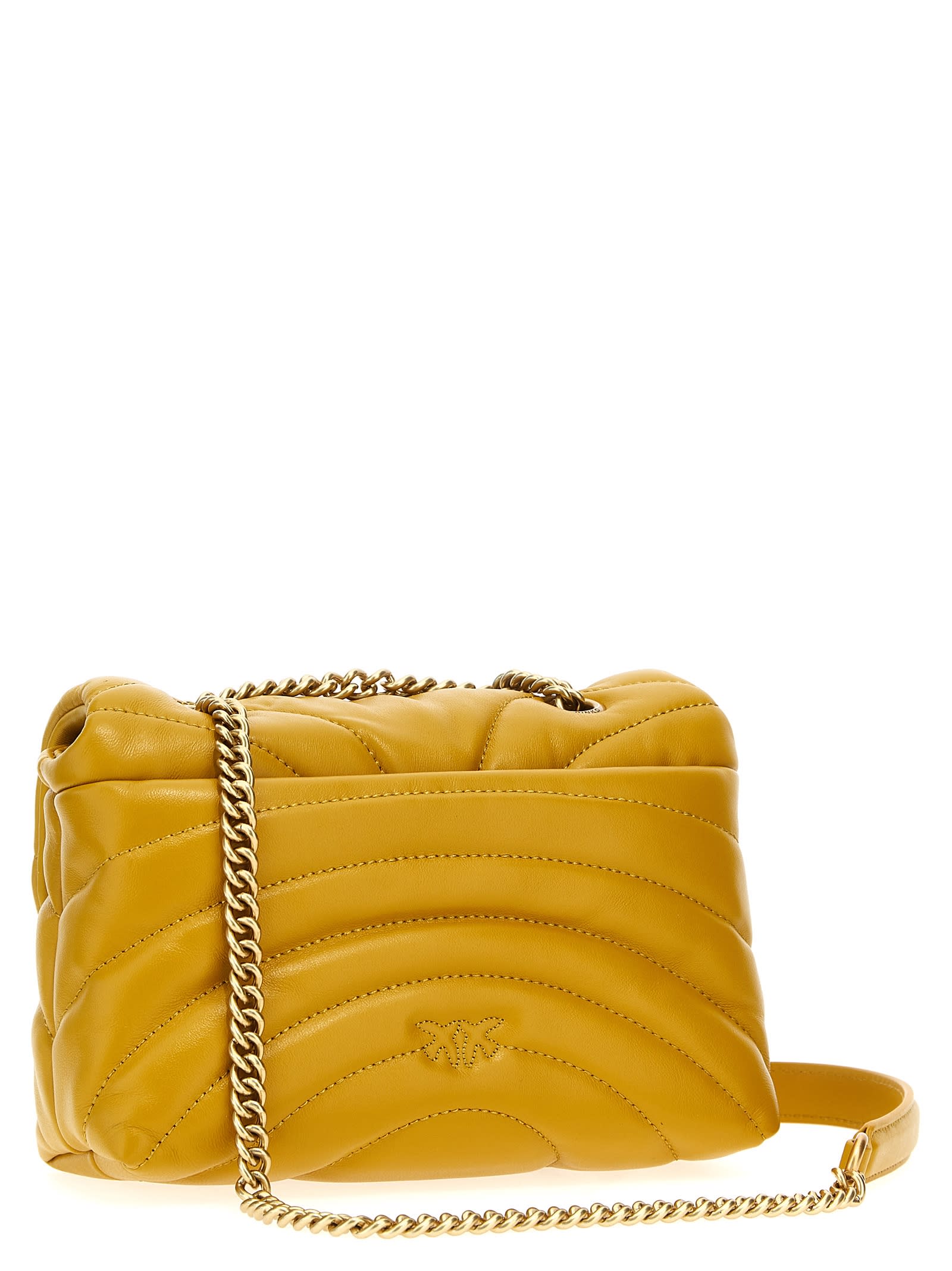 Shop Pinko Love Puff Mini Crossbody Bag In Yellow